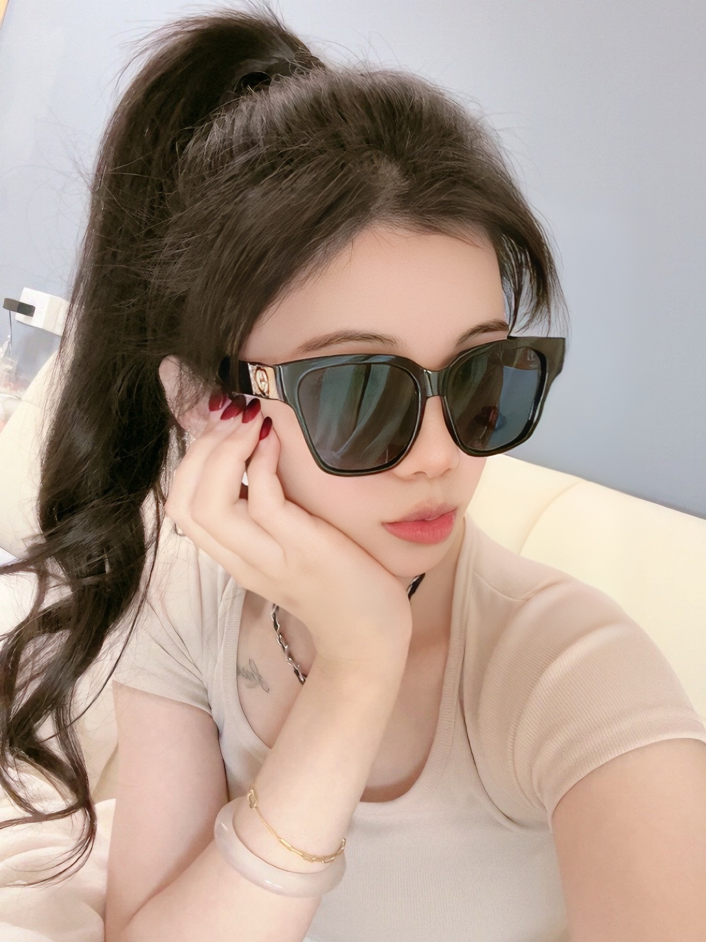  🔺 【GUCCI】2025开春新款 潮流爆款 时尚方框太阳镜 高品质 佩戴舒适 网红潮款墨镜 型号：G