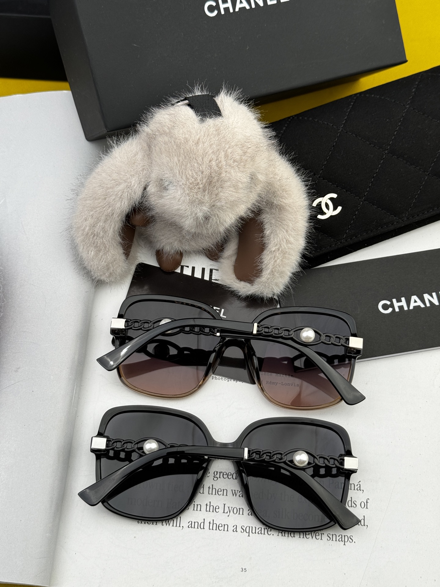 🔺CHANEL🔻2025官方早春新款，众多明星同款色香奈儿‼️‼️新款珍珠大框偏光墨镜 ，🌈🌈宝丽来超清