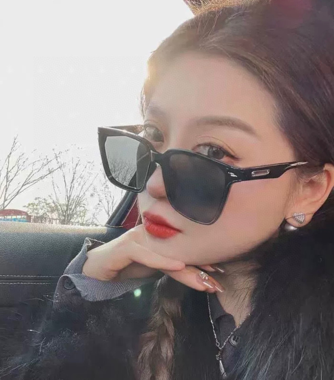 🔺 【GUCCI】2024开春新款 潮流爆款 时尚方框偏光太阳镜 高品质 佩戴舒适 网红潮款墨镜 女士高