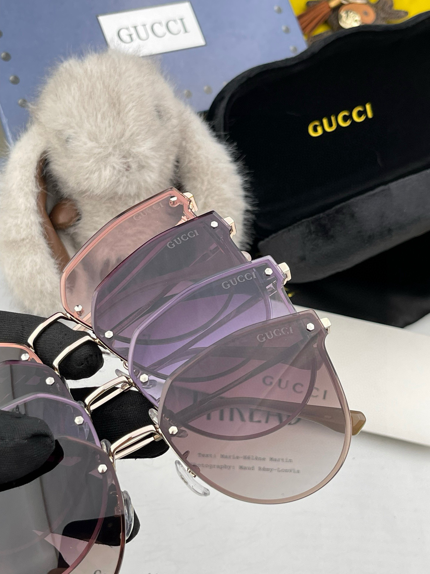   GUCCI 2025开春新款 最新款无框太阳镜 各路网红纷纷带起气场满分‼️ 俏皮甜美.上脸效果更佳