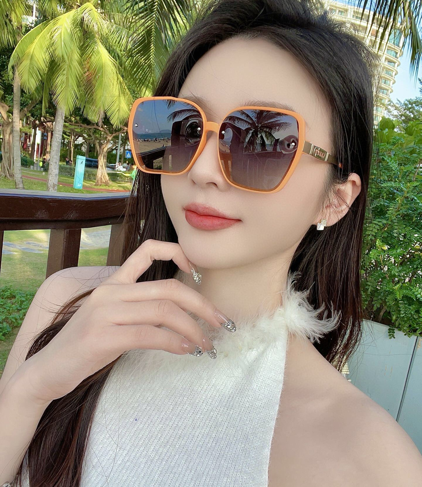 🔺 【芬迪】2025开春新款 潮流爆款 时尚方框偏光太阳镜 高品质 佩戴舒适 网红潮款墨镜 女士高清偏光