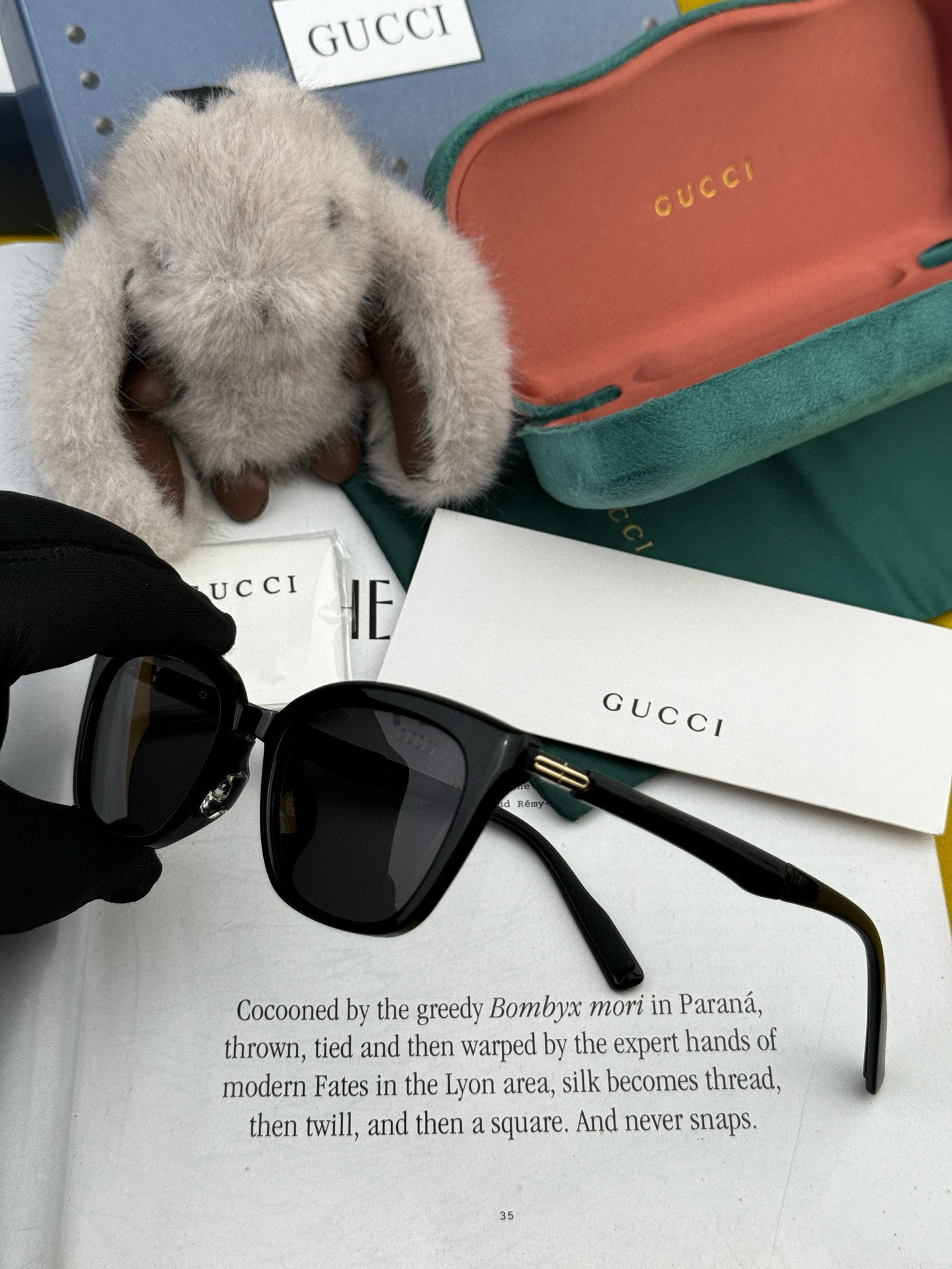 🔺 【GUCCI】2025开春新款 潮流爆款 时尚折叠方框尼龙偏光太阳镜 高品质 佩戴舒适 网红潮款墨镜