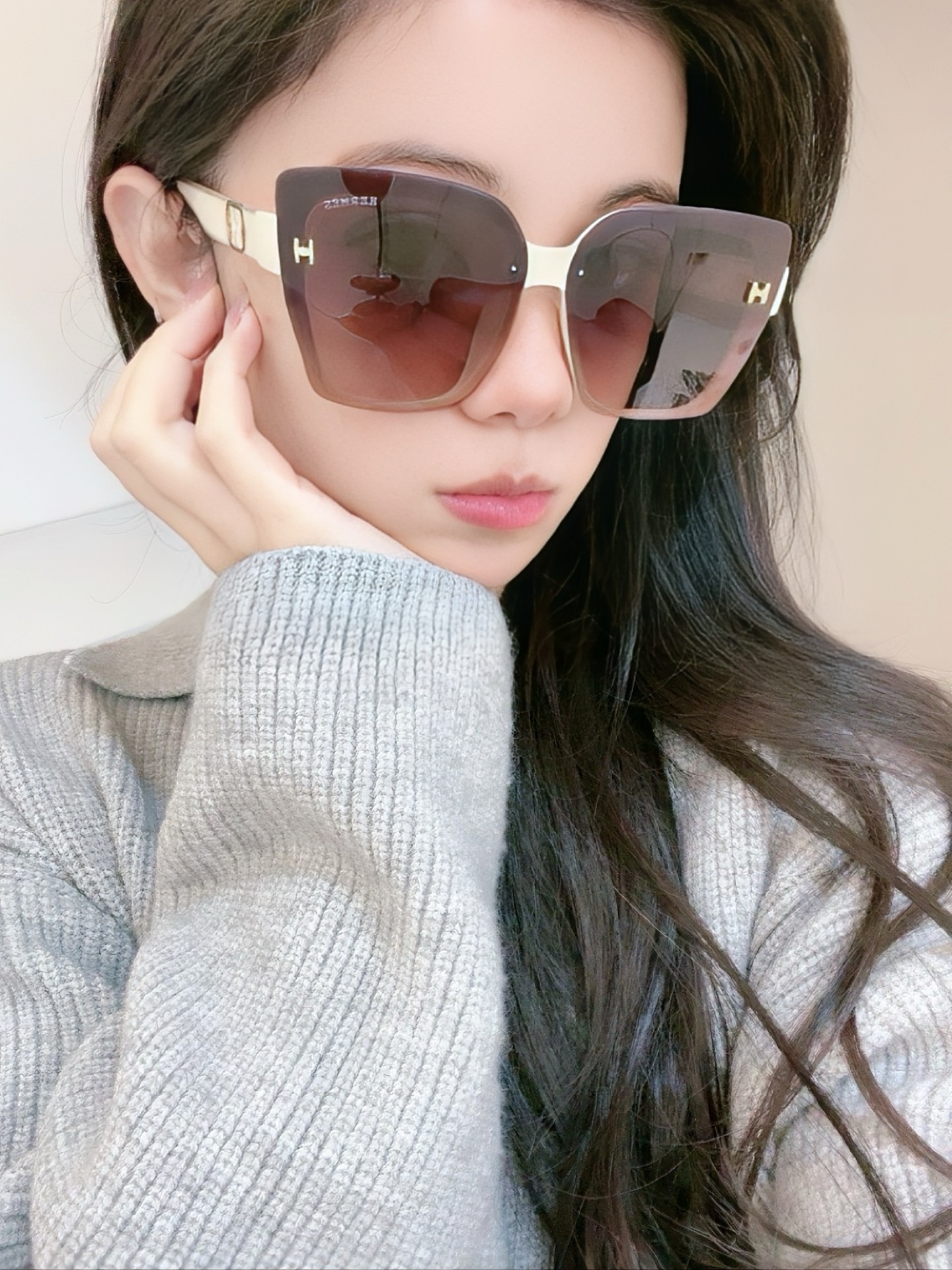   【TR偏光系列】爱马仕   经典的方框设计，不挑脸型，无论搭配大衣还是连衣裙都非常显气质尼龙偏光镜片