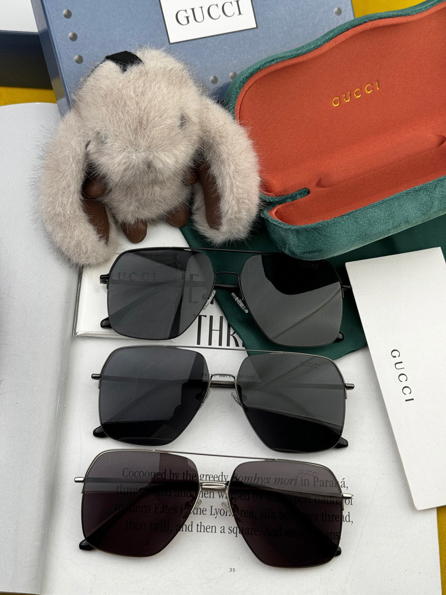        GUCCI 男款炫彩飞行员偏光太阳镜 ❤️材质：高清尼龙加厚卡槽高清偏光镜片 🌹无边框镜架