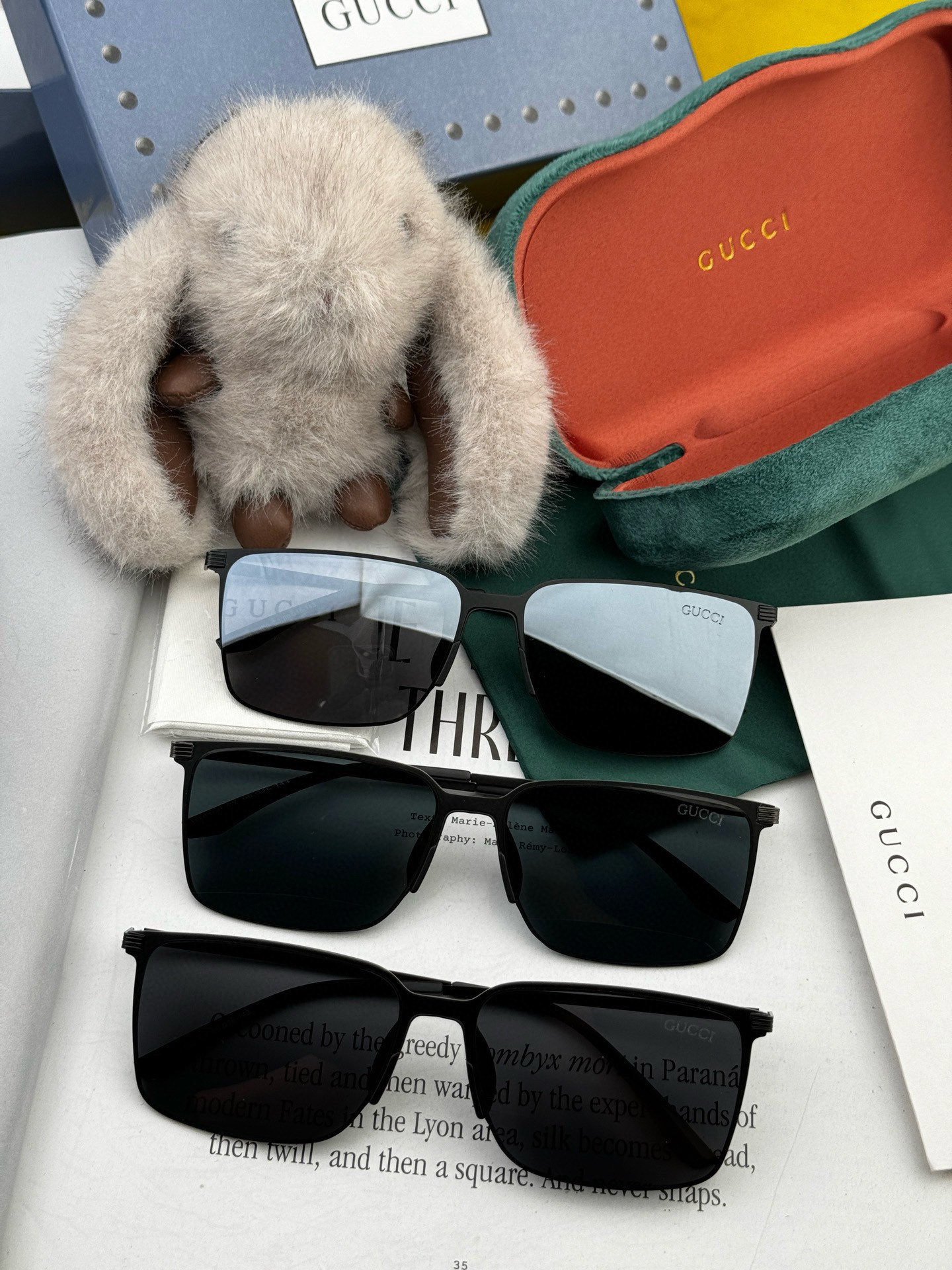         GUCCI 男款炫彩飞行员偏光太阳镜 ❤️材质：高清尼龙加厚卡槽高清偏光镜片 🌹无边框镜