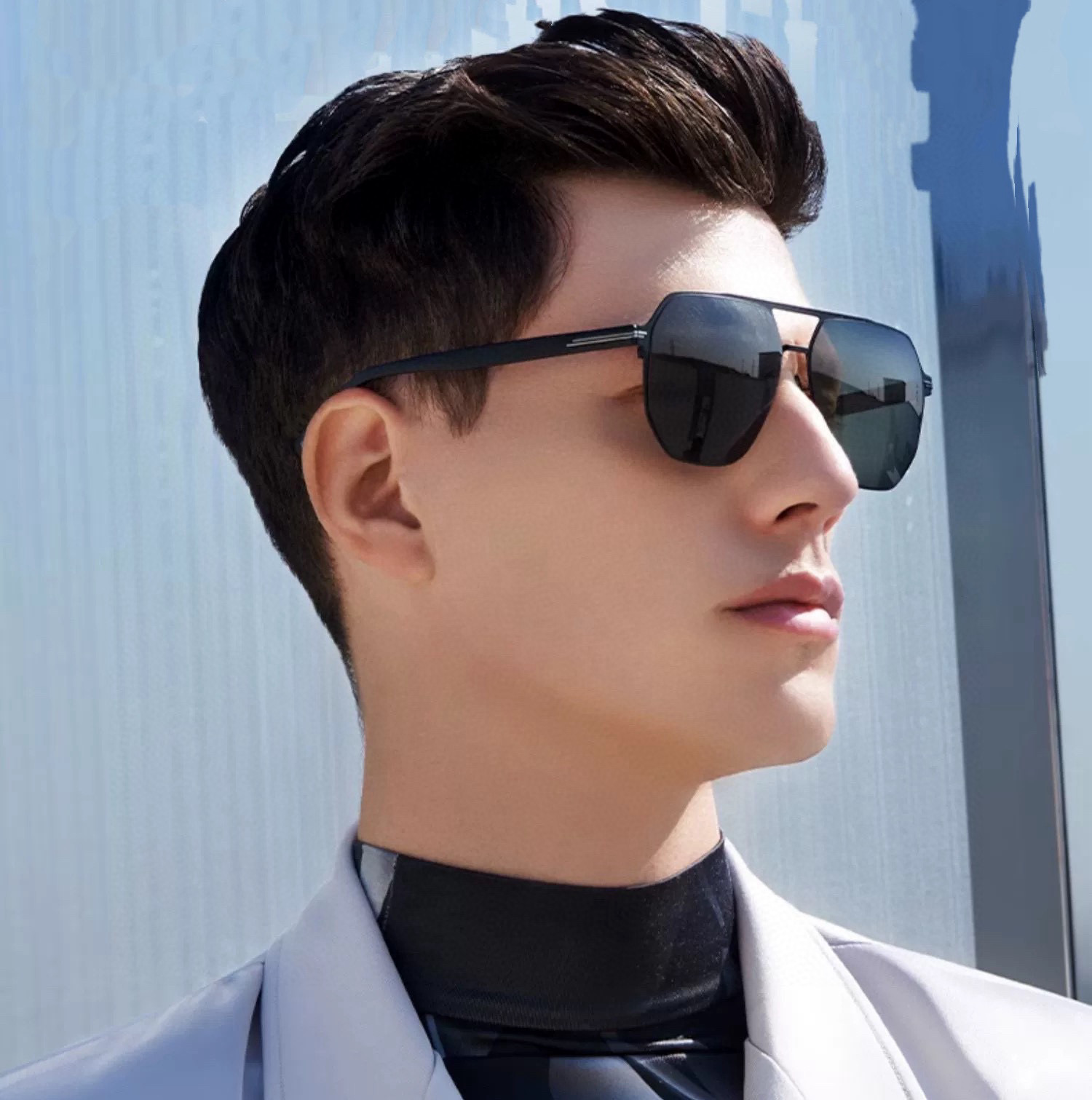        GUCCI 男款炫彩飞行员偏光太阳镜 ❤️材质：高清尼龙加厚卡槽高清偏光镜片 🌹无边框镜架