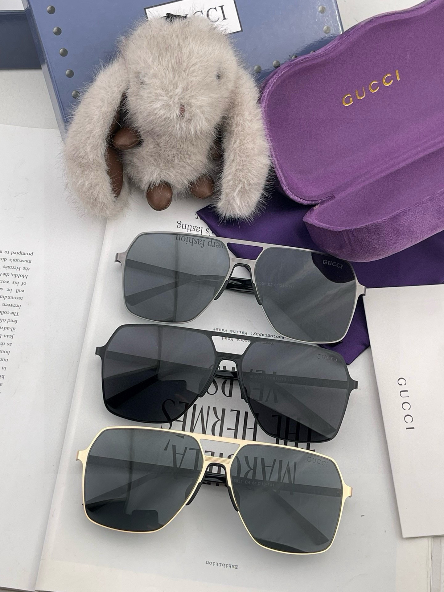         GUCCI 男款炫彩飞行员偏光太阳镜 ❤️材质：高清尼龙加厚卡槽高清偏光镜片 🌹无边框镜