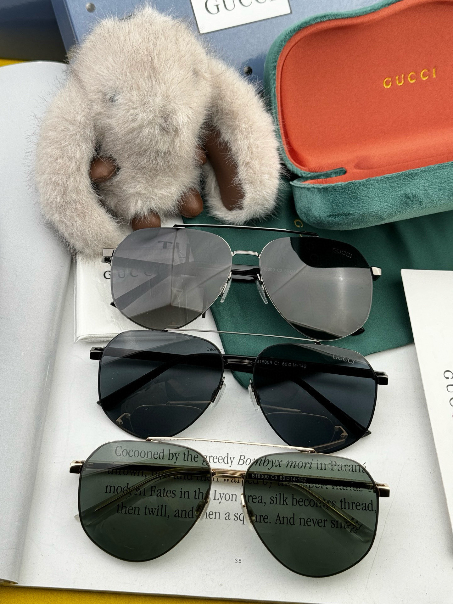        GUCCI 男款炫彩飞行员偏光太阳镜 ❤️材质：高清尼龙加厚卡槽高清偏光镜片 🌹无边框镜