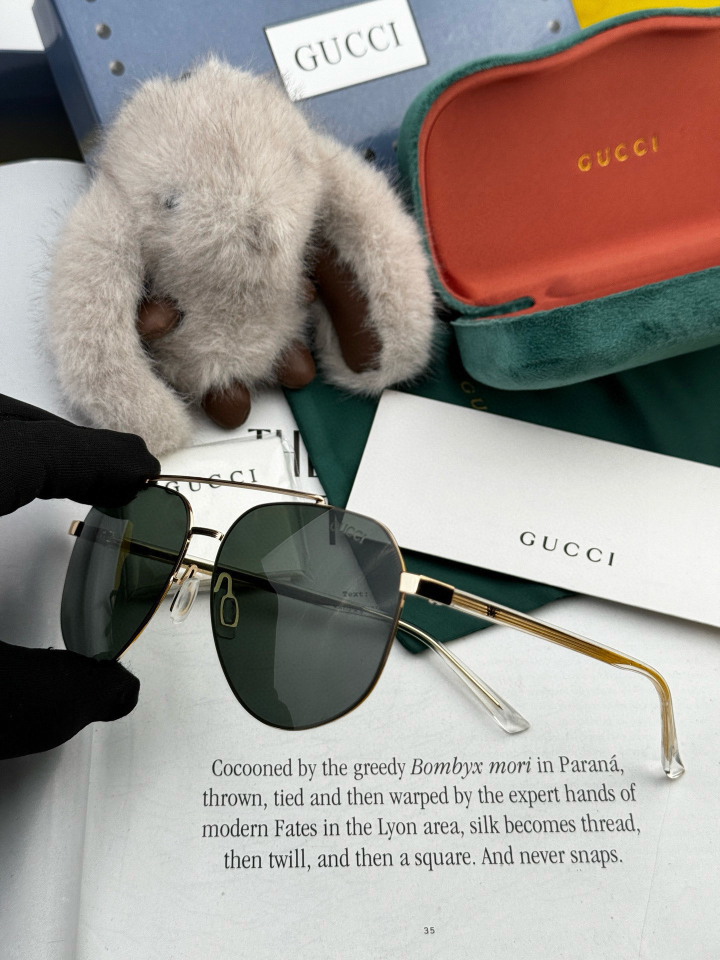         GUCCI 男款炫彩飞行员偏光太阳镜 ❤️材质：高清尼龙加厚卡槽高清偏光镜片 🌹无边框镜
