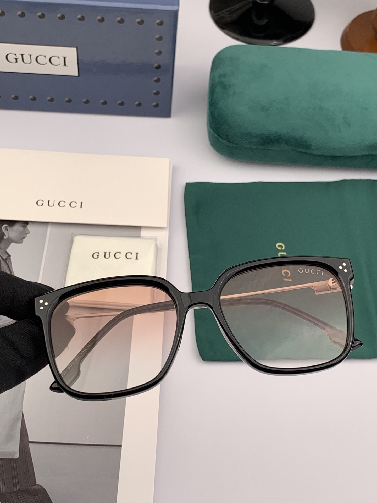 🔺 【GUCCI】2025开春新款 潮流爆款 时尚方框偏光太阳镜 高品质 佩戴舒适 网红潮款墨镜 女士高