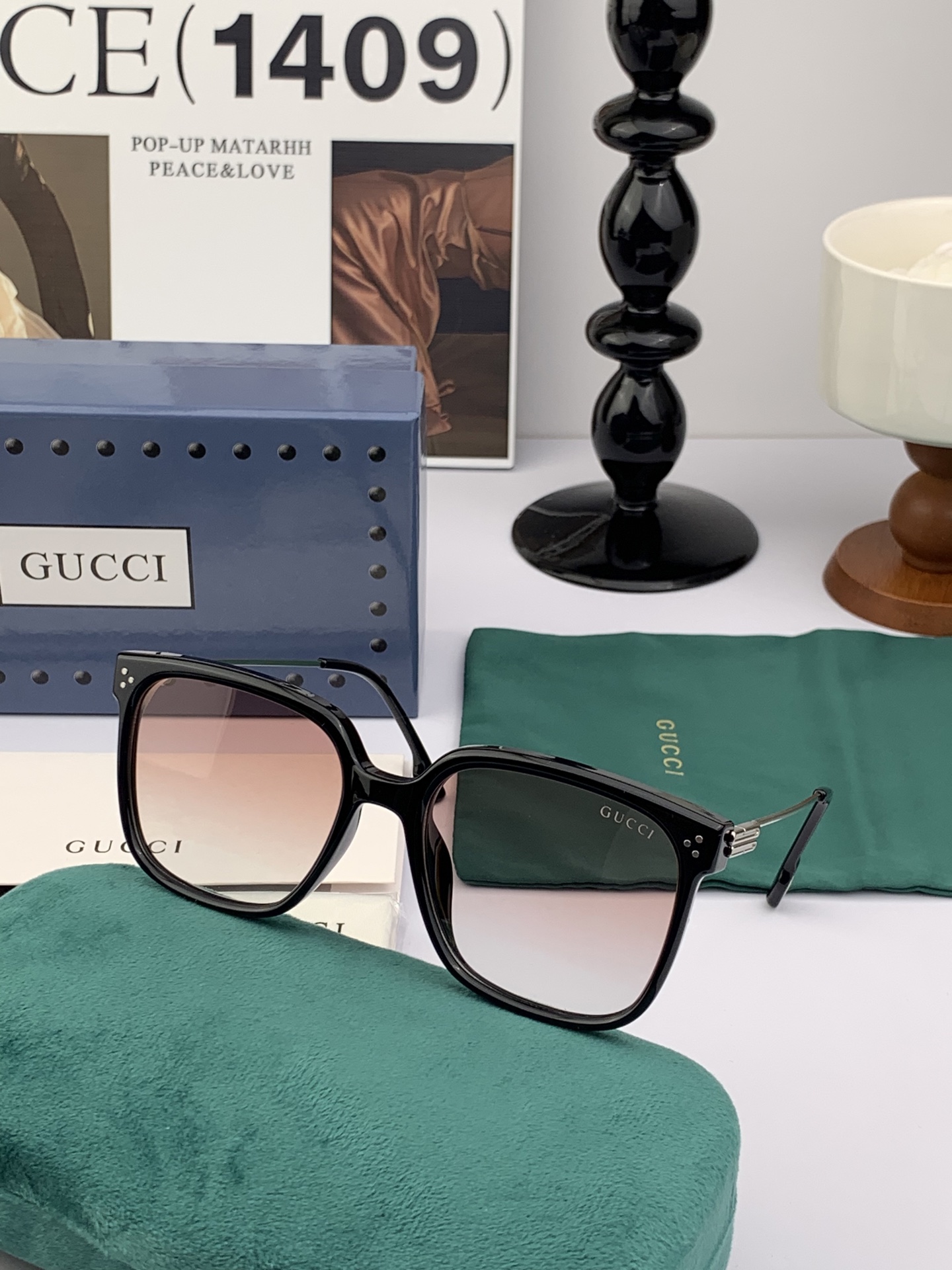🔺 【GUCCI】2025开春新款 潮流爆款 时尚方框偏光太阳镜 高品质 佩戴舒适 网红潮款墨镜 女士高