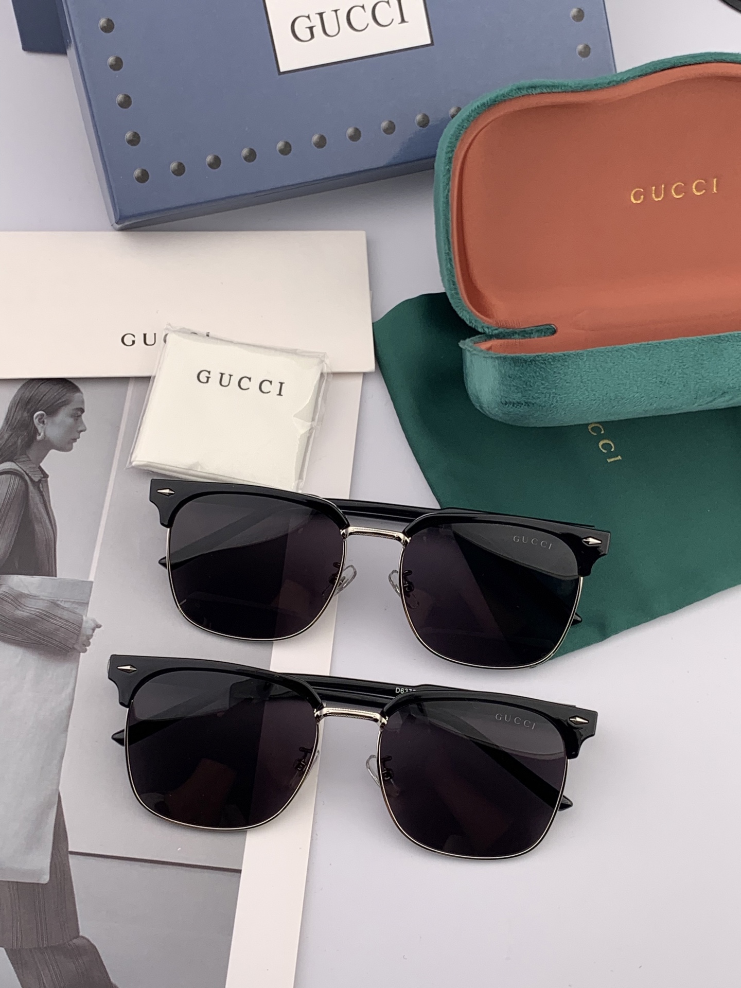  🔺 【GUCCI-偏光太阳镜】2025开春新款 潮流爆款 时尚方框偏光太阳镜 高品质 佩戴舒适 网红潮