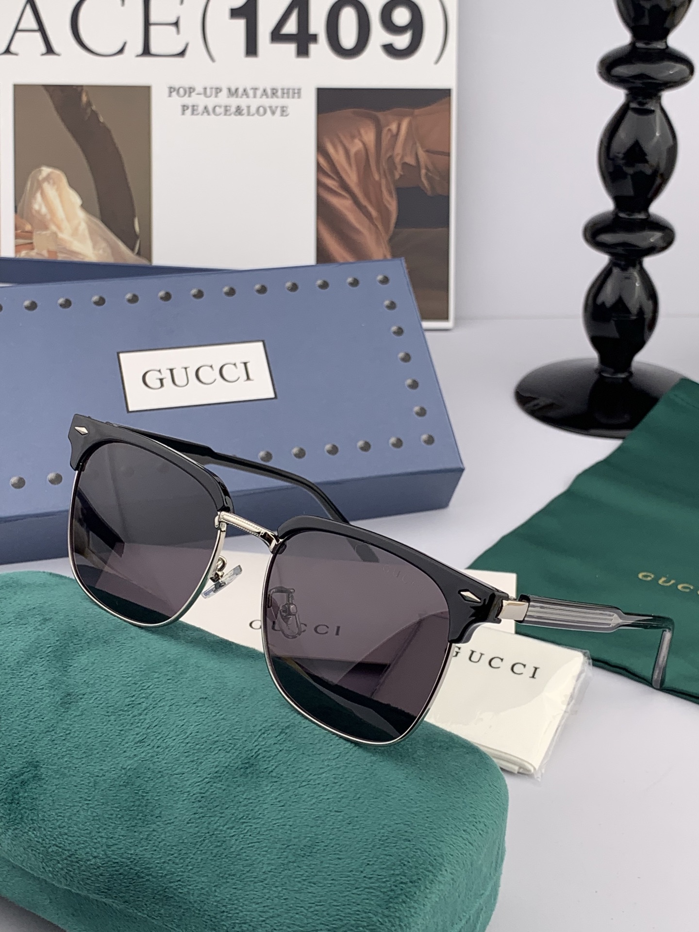  🔺 【GUCCI-偏光太阳镜】2025开春新款 潮流爆款 时尚方框偏光太阳镜 高品质 佩戴舒适 网红潮