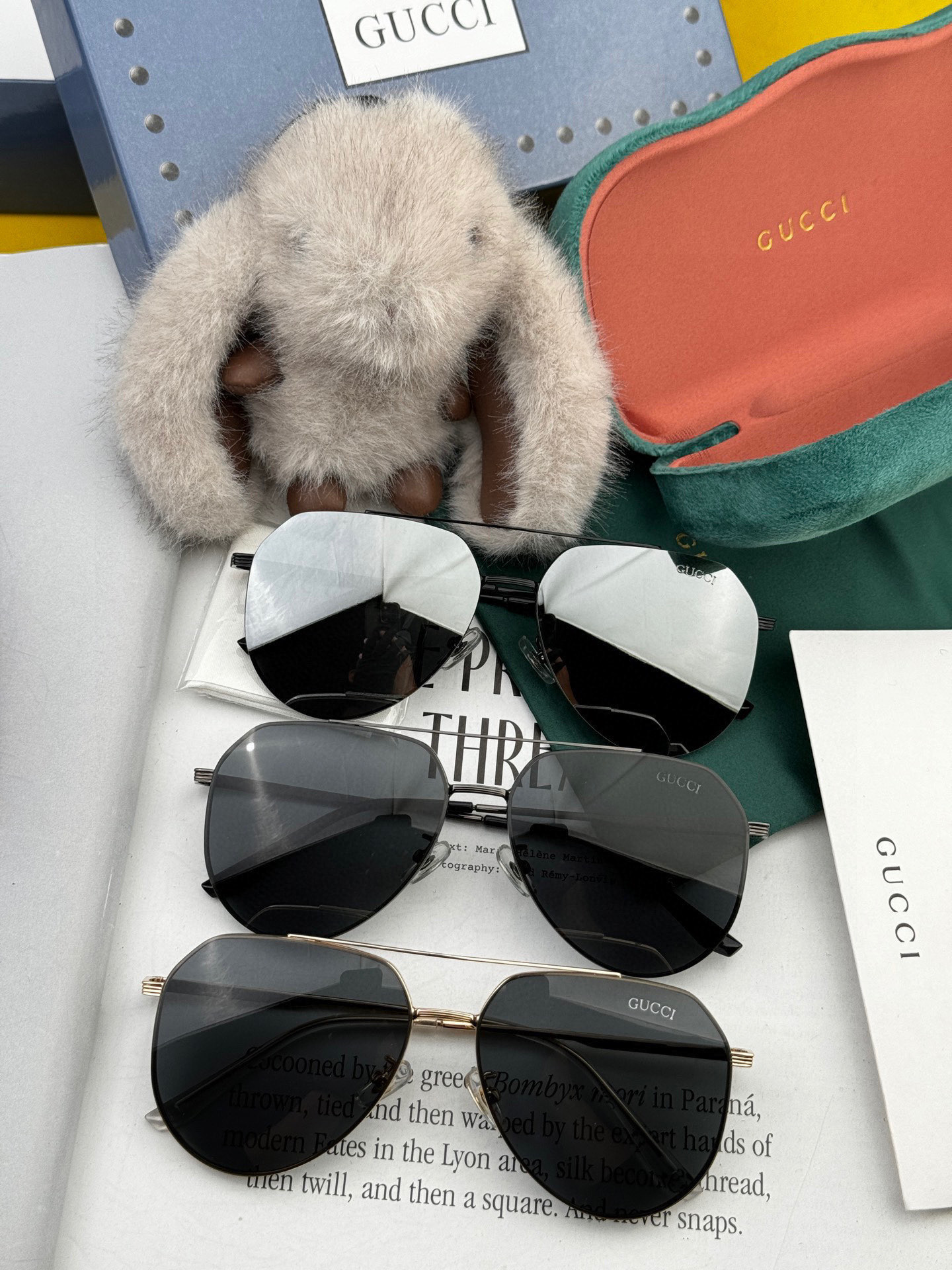         GUCCI 男款炫彩飞行员偏光太阳镜 ❤️材质：高清尼龙加厚卡槽高清偏光镜片 🌹无边框镜