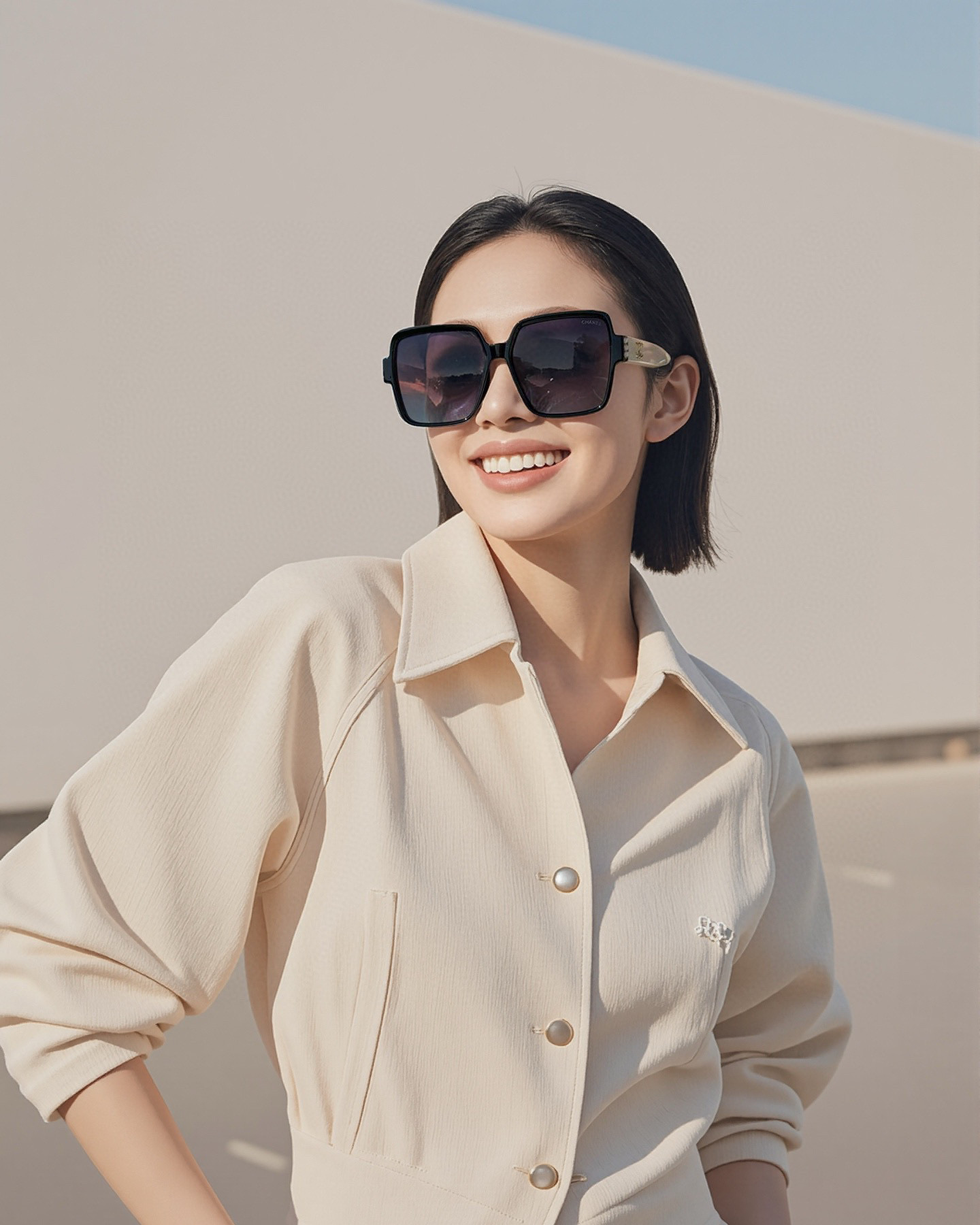  【CHANEL】香奈儿 2025新款潮流爆款 时尚方框太阳镜 佩戴舒适 网红潮款墨镜  女士高清加厚偏