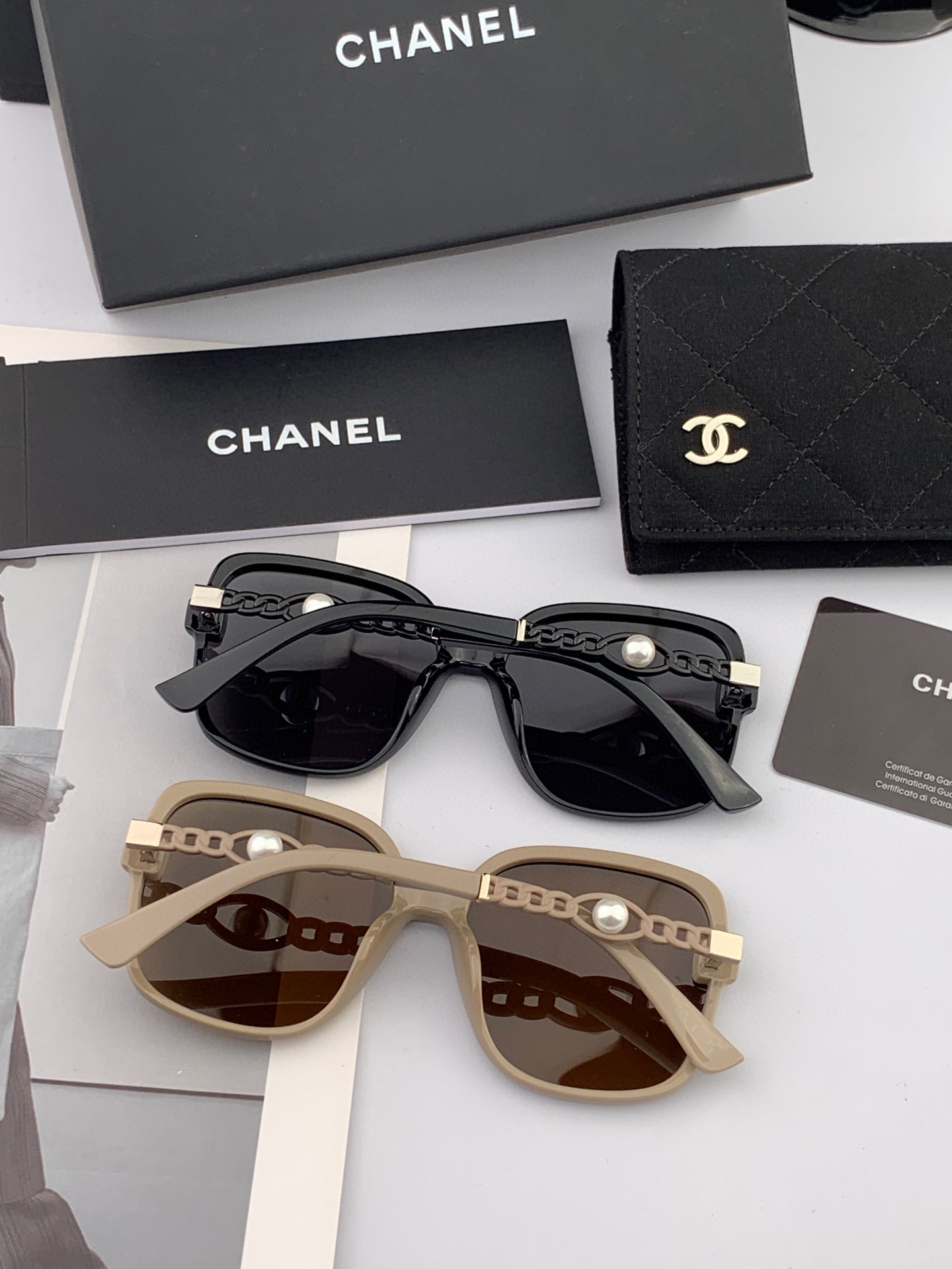 🔺CHANEL🔻2025官方早春新款，众多明星同款色香奈儿‼️‼️新款珍珠大框偏光墨镜 ，🌈🌈宝丽来超清