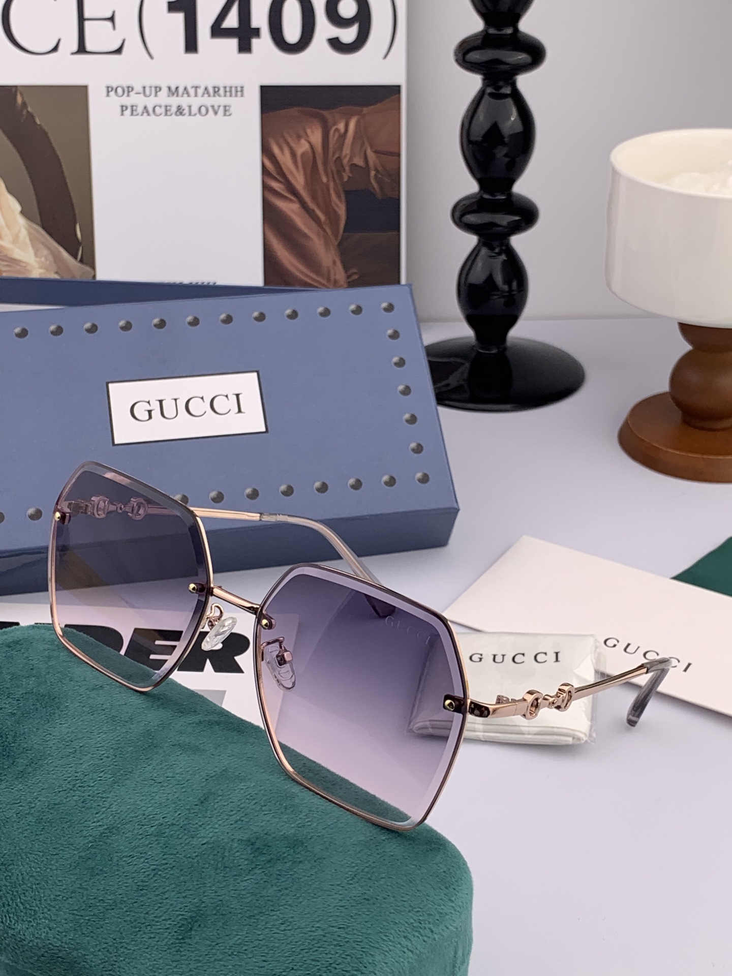  GUCCI-古驰意大利进口🇮🇹2025时尚潮流奢华装饰太阳眼镜 尼龙偏光高清太阳镜明星海报款 超高复杂