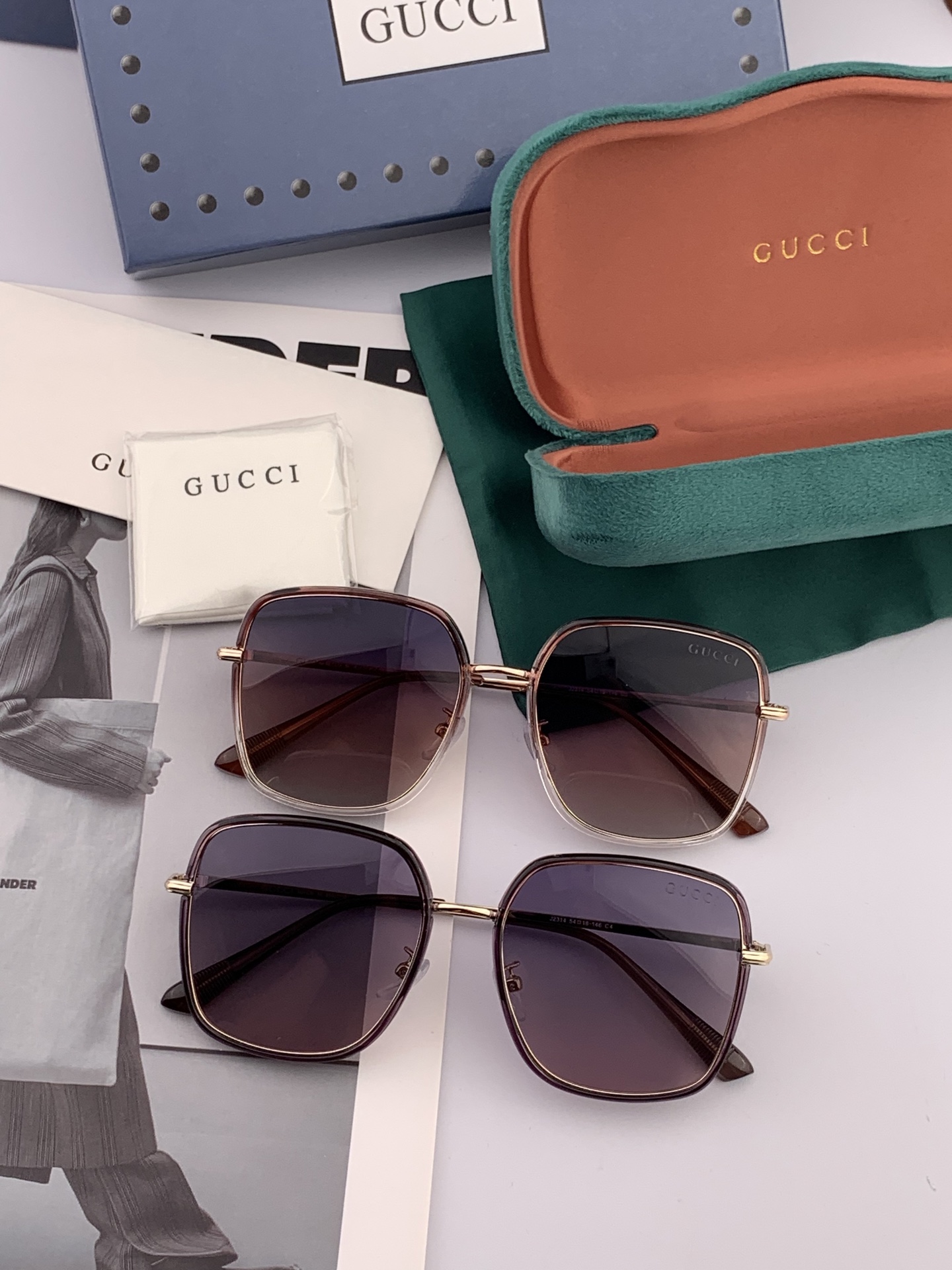  GUCCI 2025开春新款 最新款方框太阳镜 各路网红纷纷带起气场满分‼️ 俏皮甜美.上脸效果更佳.
