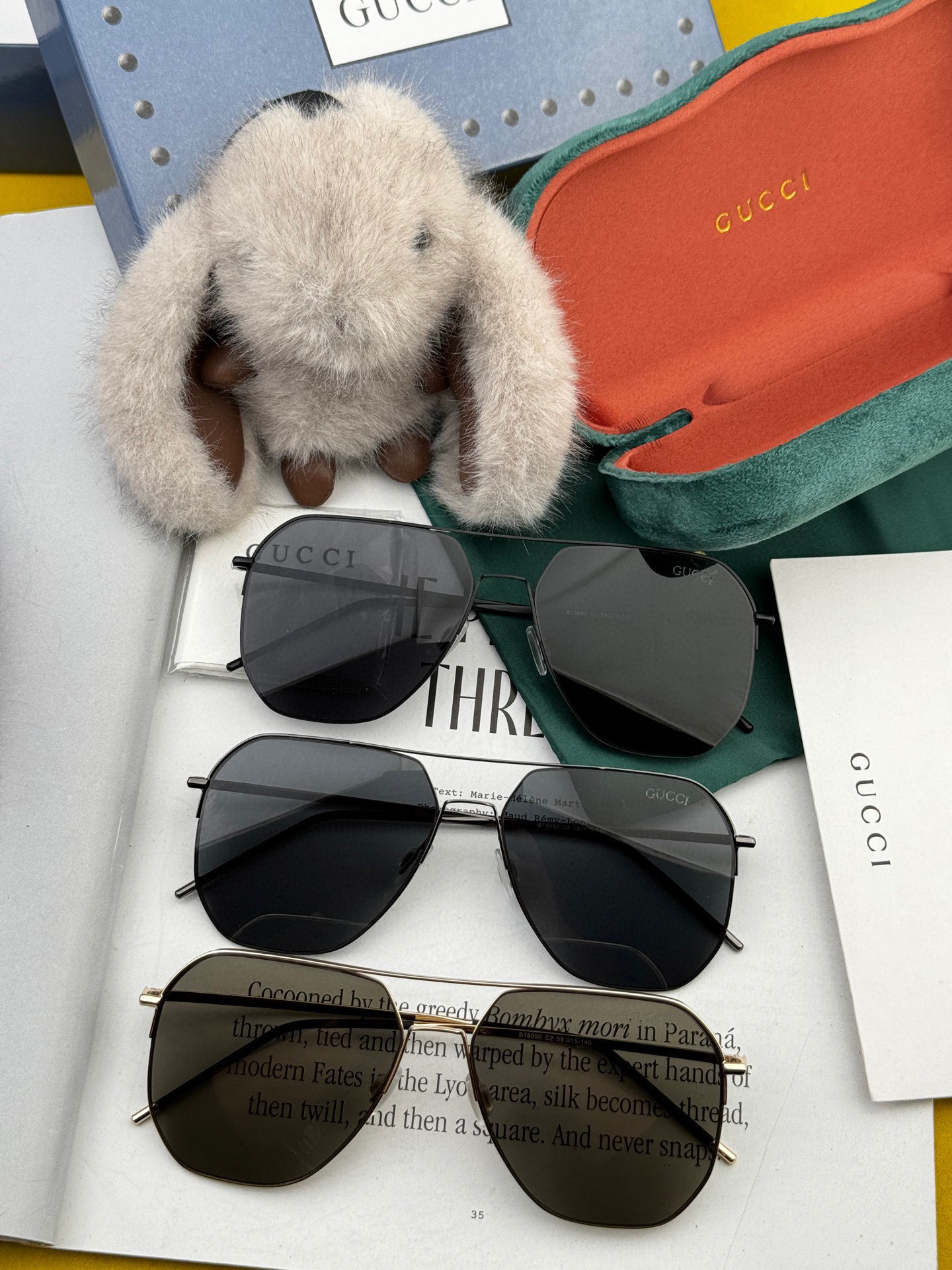         GUCCI 男款炫彩飞行员偏光太阳镜 ❤️材质：高清尼龙加厚卡槽高清偏光镜片 🌹无边框镜