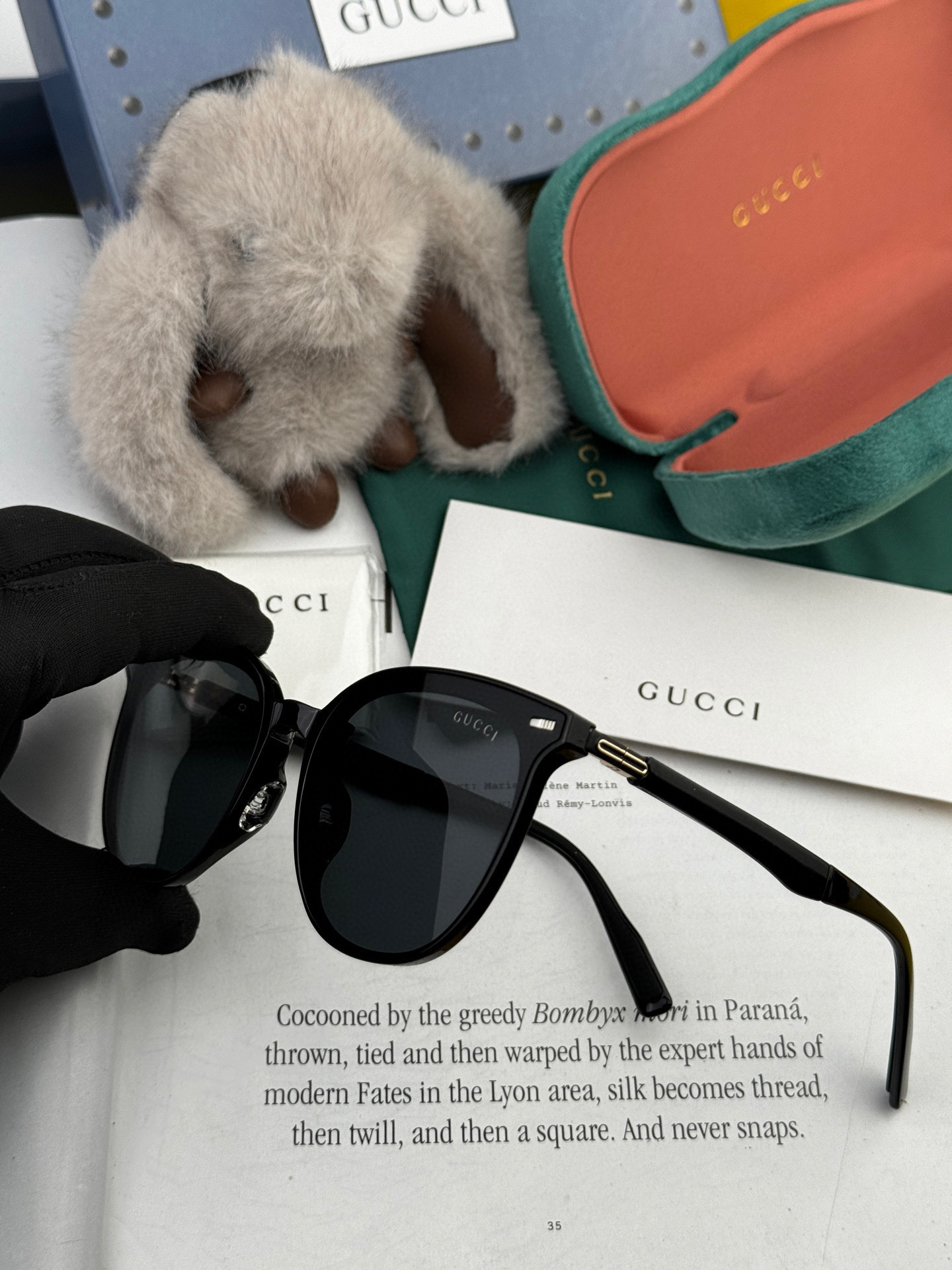 🔺 【GUCCI】2025开春新款 潮流爆款 时尚折叠方框尼龙偏光太阳镜 高品质 佩戴舒适 网红潮款墨镜