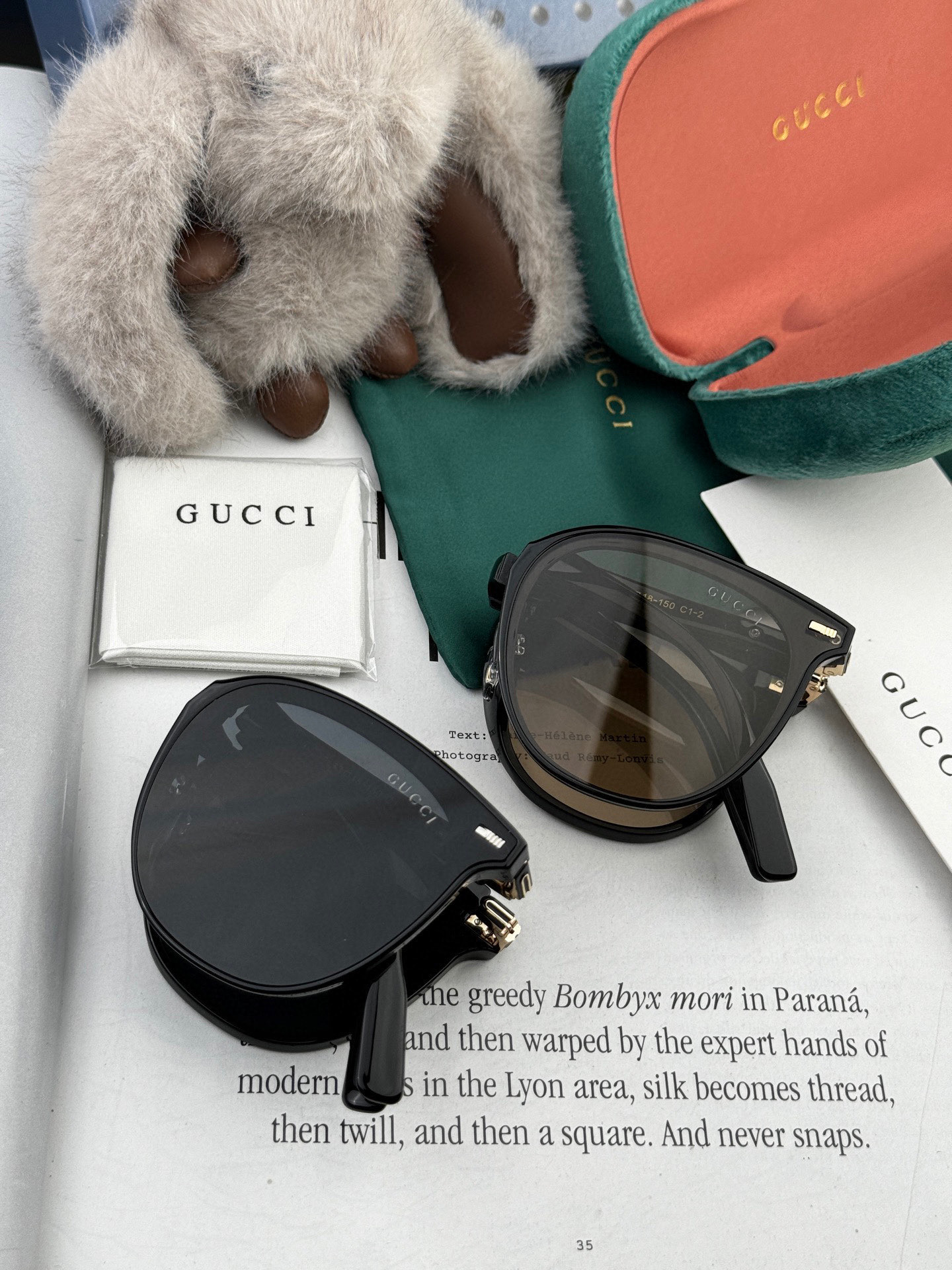 🔺 【GUCCI】2025开春新款 潮流爆款 时尚折叠方框尼龙偏光太阳镜 高品质 佩戴舒适 网红潮款墨镜
