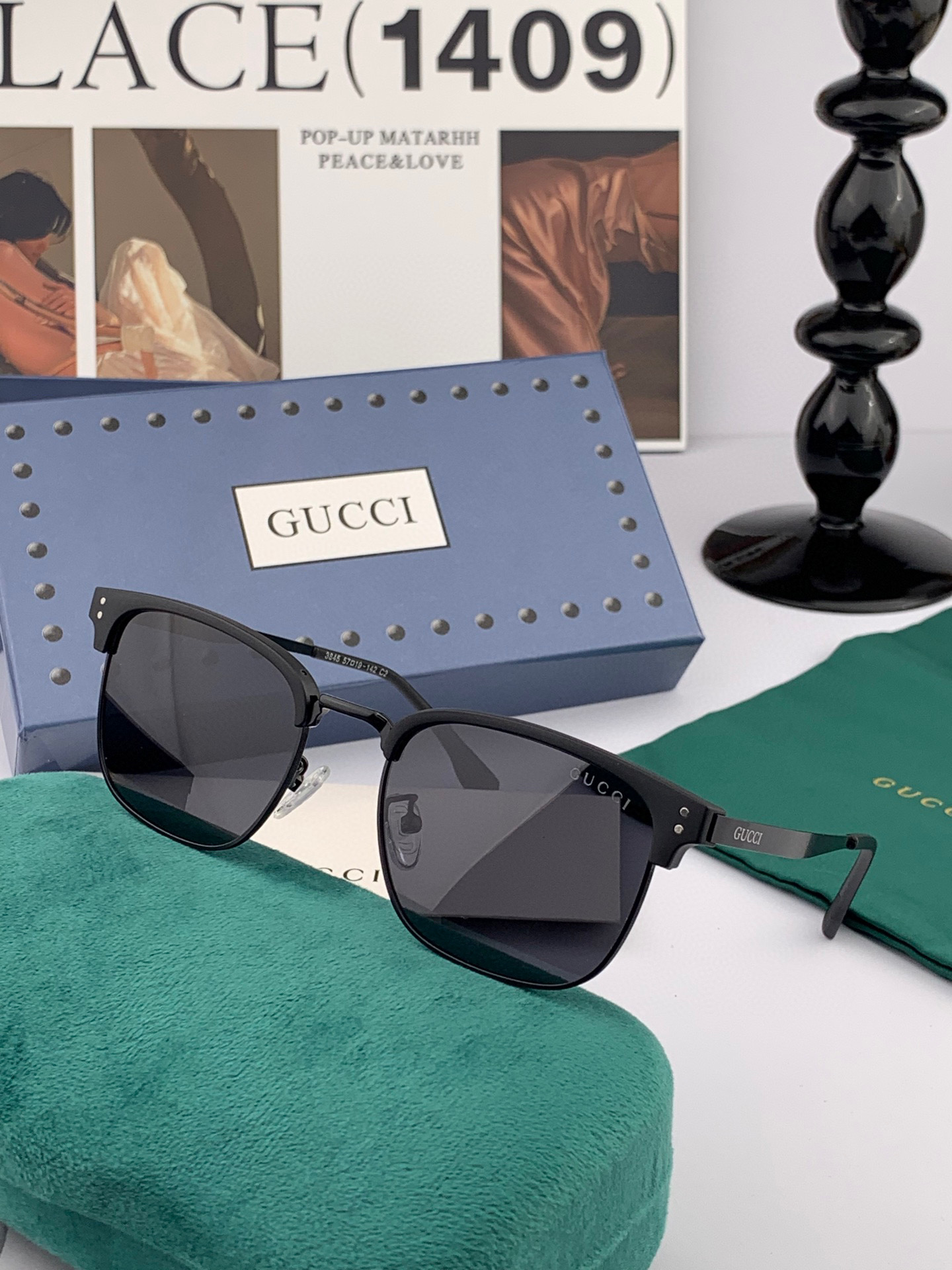  🔺 【GUCCI-偏光太阳镜】2025开春新款 潮流爆款 时尚方框偏光太阳镜 高品质 佩戴舒适 网红潮