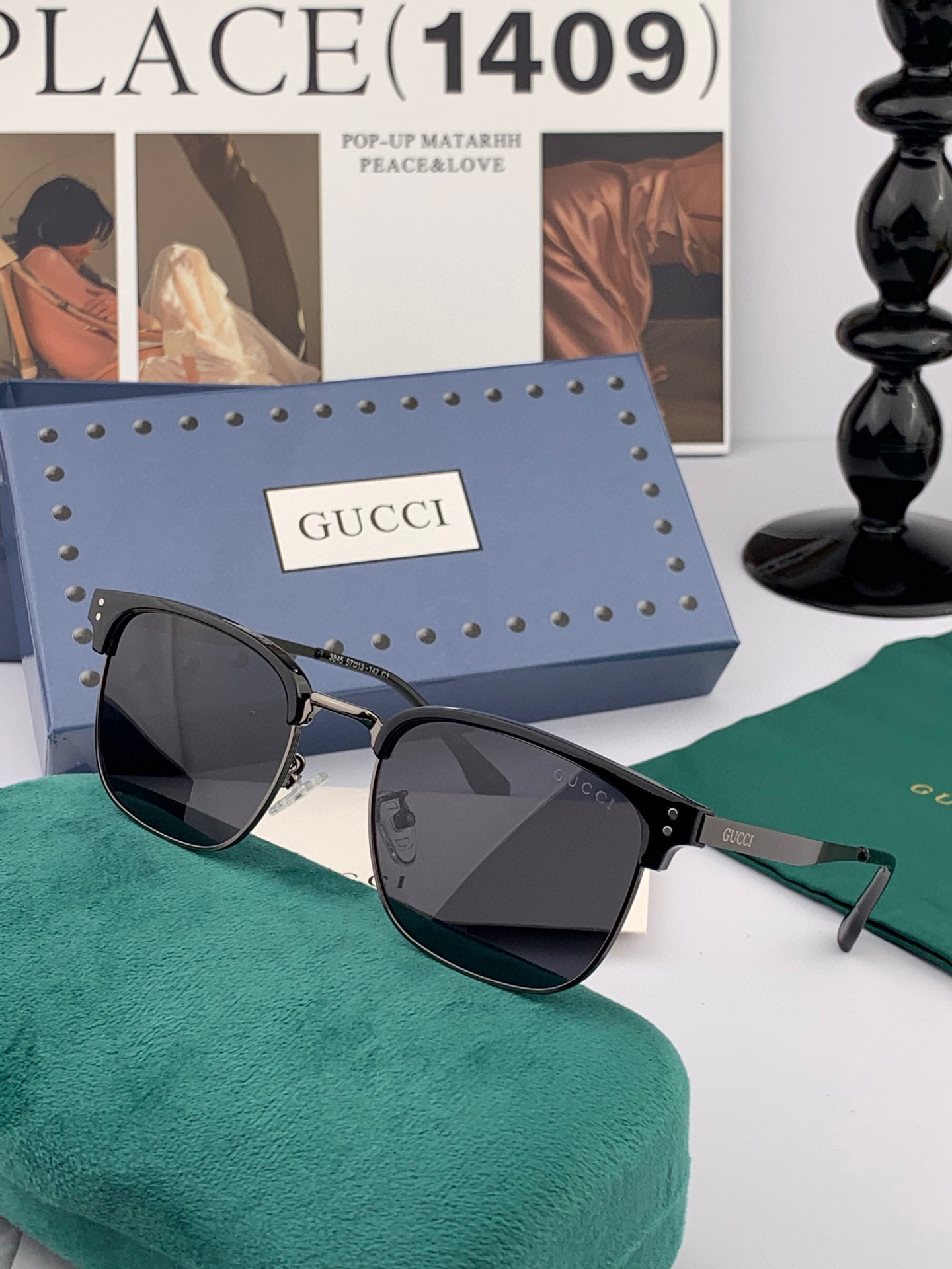  🔺 【GUCCI-偏光太阳镜】2025开春新款 潮流爆款 时尚方框偏光太阳镜 高品质 佩戴舒适 网红潮