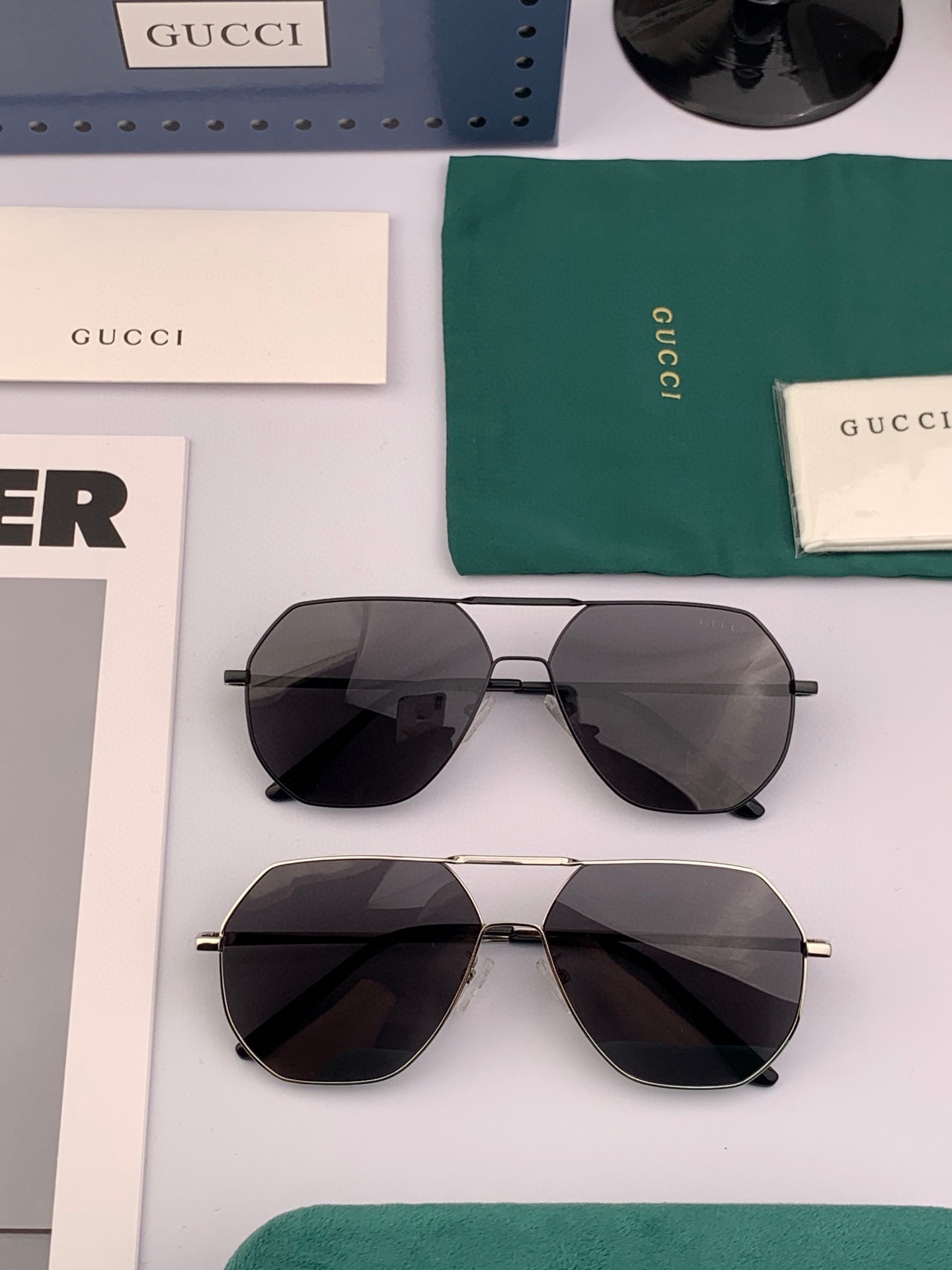   Gucci 。  高品质男女款墨镜   👍 进口宝丽来偏光镜片  。蛤蟆镜 开车钓鱼都可 。百搭显瘦