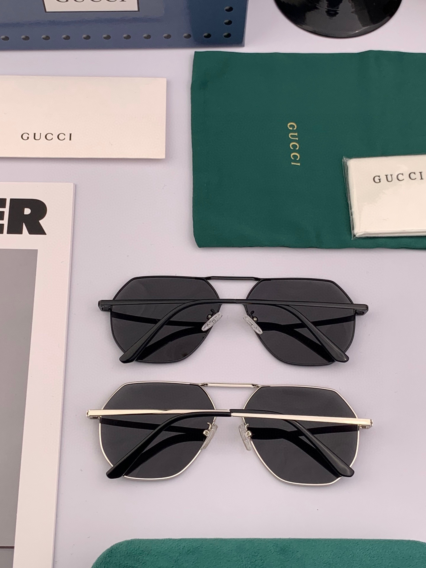   Gucci 。  高品质男女款墨镜   👍 进口宝丽来偏光镜片  。蛤蟆镜 开车钓鱼都可 。百搭显瘦