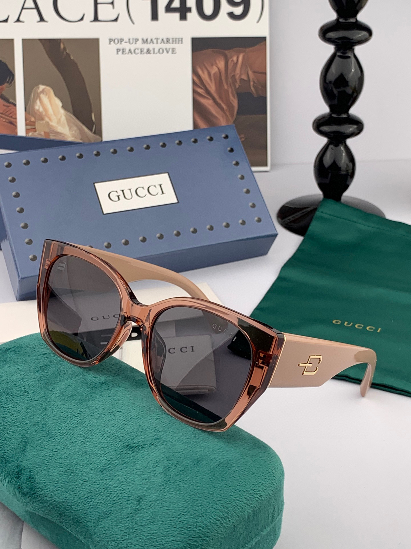  🔺 【GUCCI-偏光太阳镜】2025开春新款 潮流爆款 时尚方框偏光太阳镜 高品质 佩戴舒适 网红潮