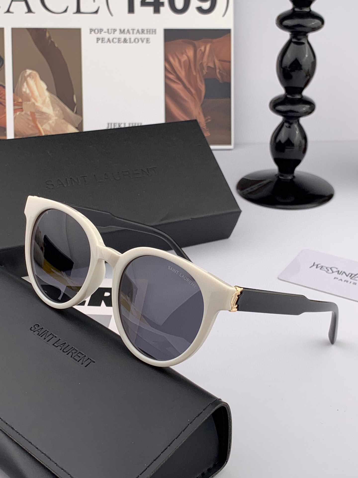 👑 【新款】🕶🔝🔝🔝🎁🎁🎁时尚百搭 超显脸小 佩戴舒适品牌Ysl 圣罗兰 💎  材质  加厚偏光镜片型号