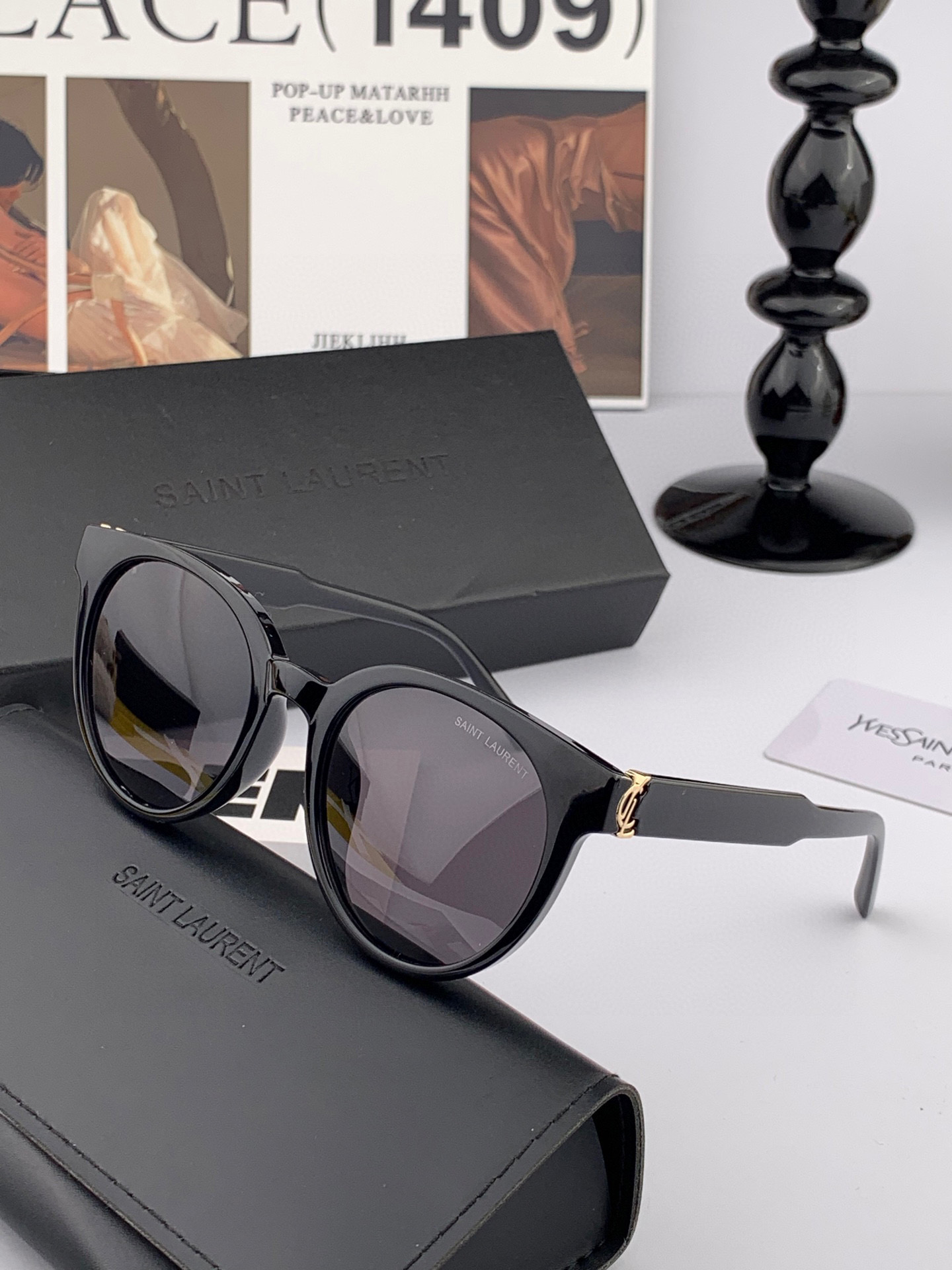 👑 【新款】🕶🔝🔝🔝🎁🎁🎁时尚百搭 超显脸小 佩戴舒适品牌Ysl 圣罗兰 💎  材质  加厚偏光镜片型号