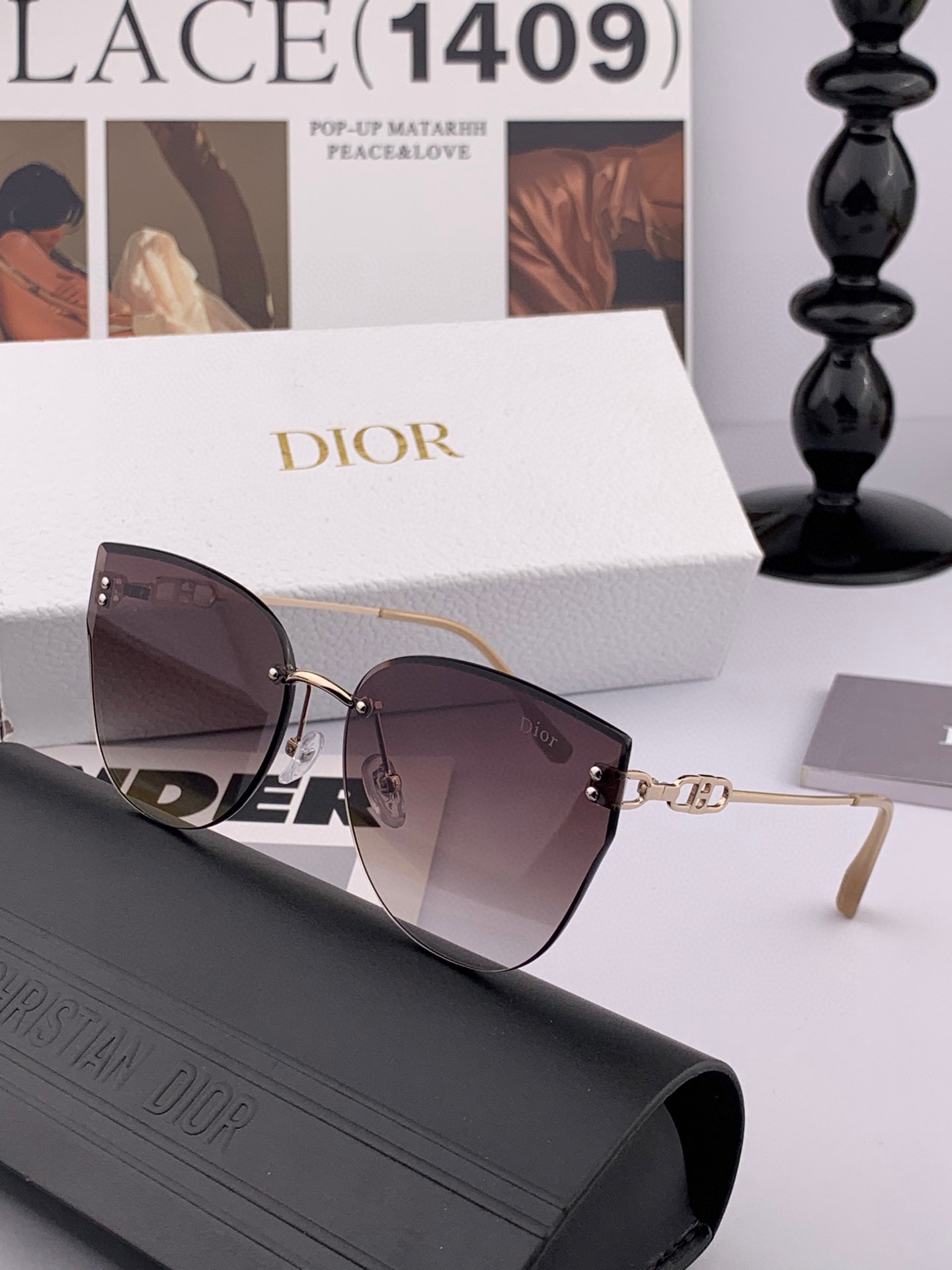   DIOR🌋☔️时尚无框太阳镜镜片 顶级奢侈品强 高品质胜利亲亲🍦🍨 得意 气质非凡😄 🍫🍪女士开车墨