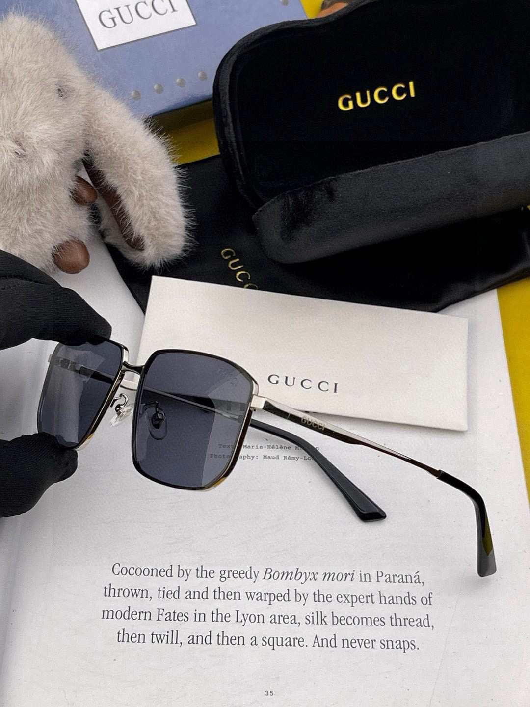         GUCCI 男款炫彩飞行员偏光太阳镜 ❤️材质：高清尼龙加厚卡槽高清偏光镜片 🌹无边框镜