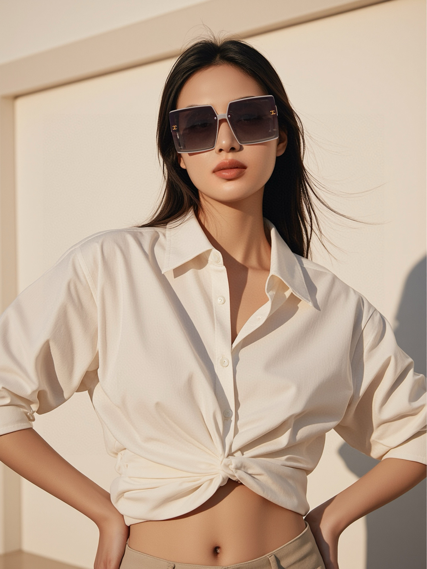  【CHANEL】香奈儿 2025新款潮流爆款 时尚方框太阳镜 佩戴舒适 网红潮款墨镜  女士高清加厚偏