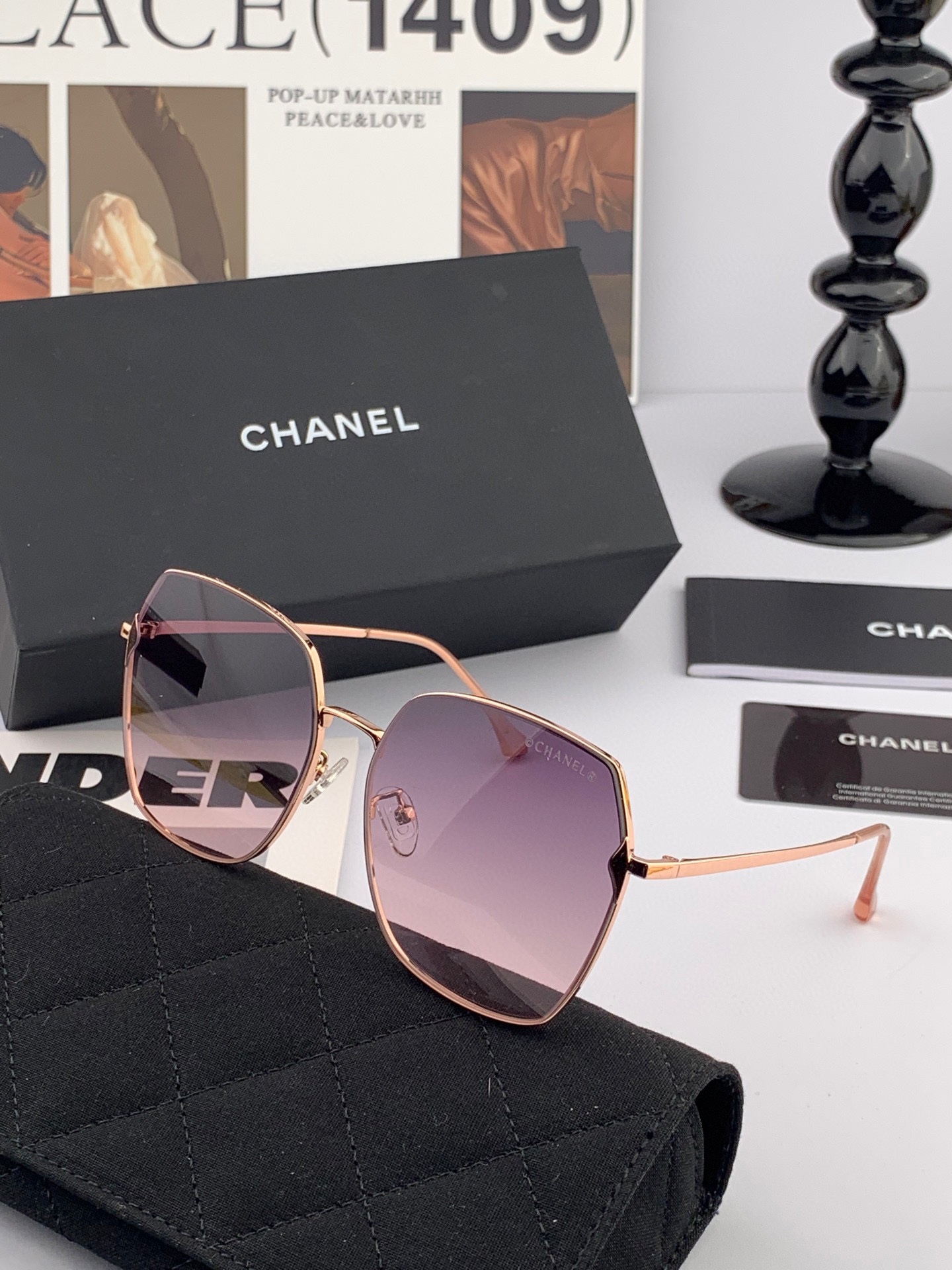 【CHANEL】香奈儿  新款尼龙偏光太眼镜，无框钻石 切边更有质感，大气女人范儿，大脸小脸都好看 ！