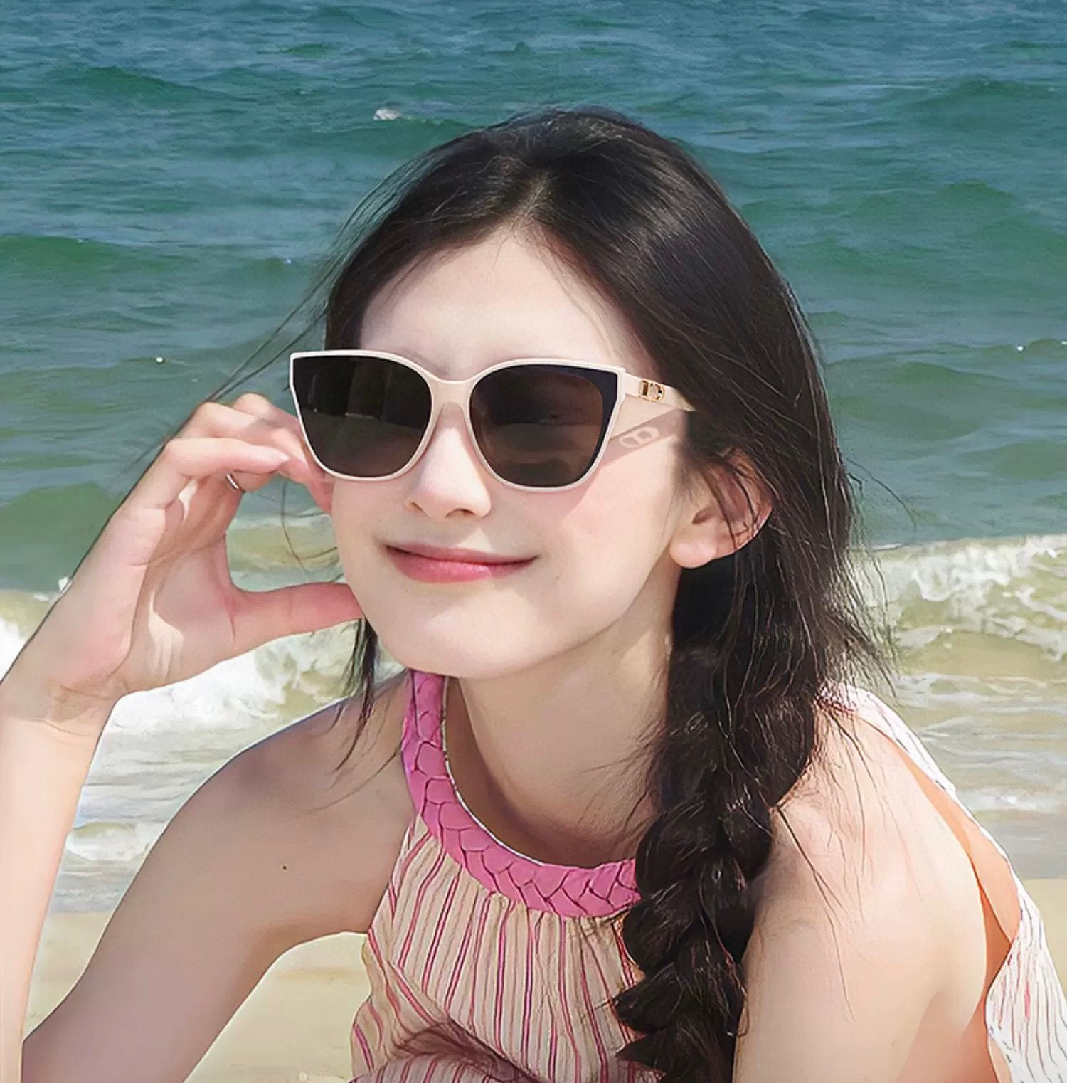   【DIOR】2025新款潮流爆款 时尚方框太阳镜 佩戴舒适 网红潮款墨镜  女士高清加厚偏光太阳镜🕶