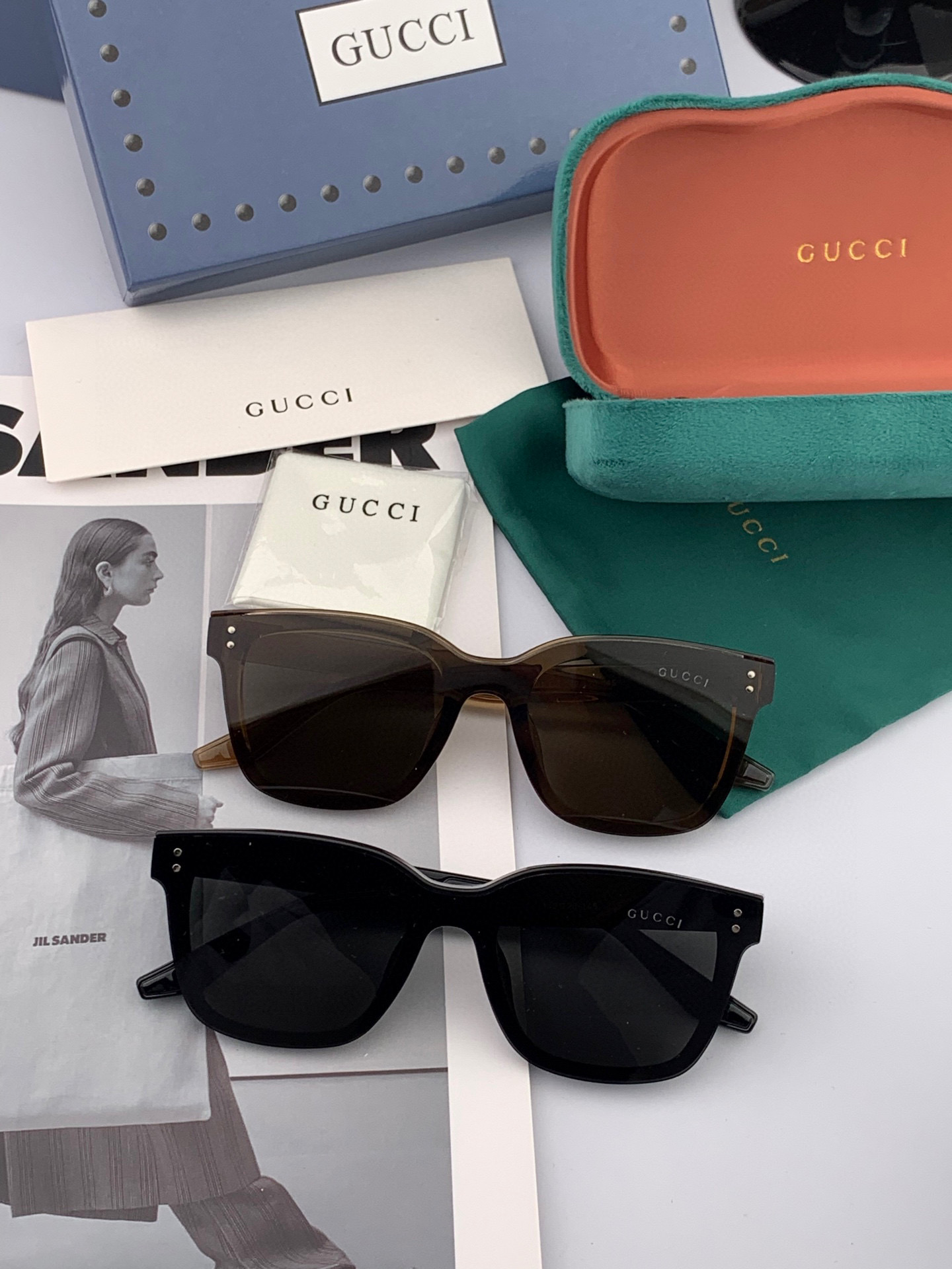   GUCCI  新款连体尼龙偏光太眼镜，情侣款时尚方框太阳镜佩戴舒适网红潮流款墨镜，大气女人范儿，大脸