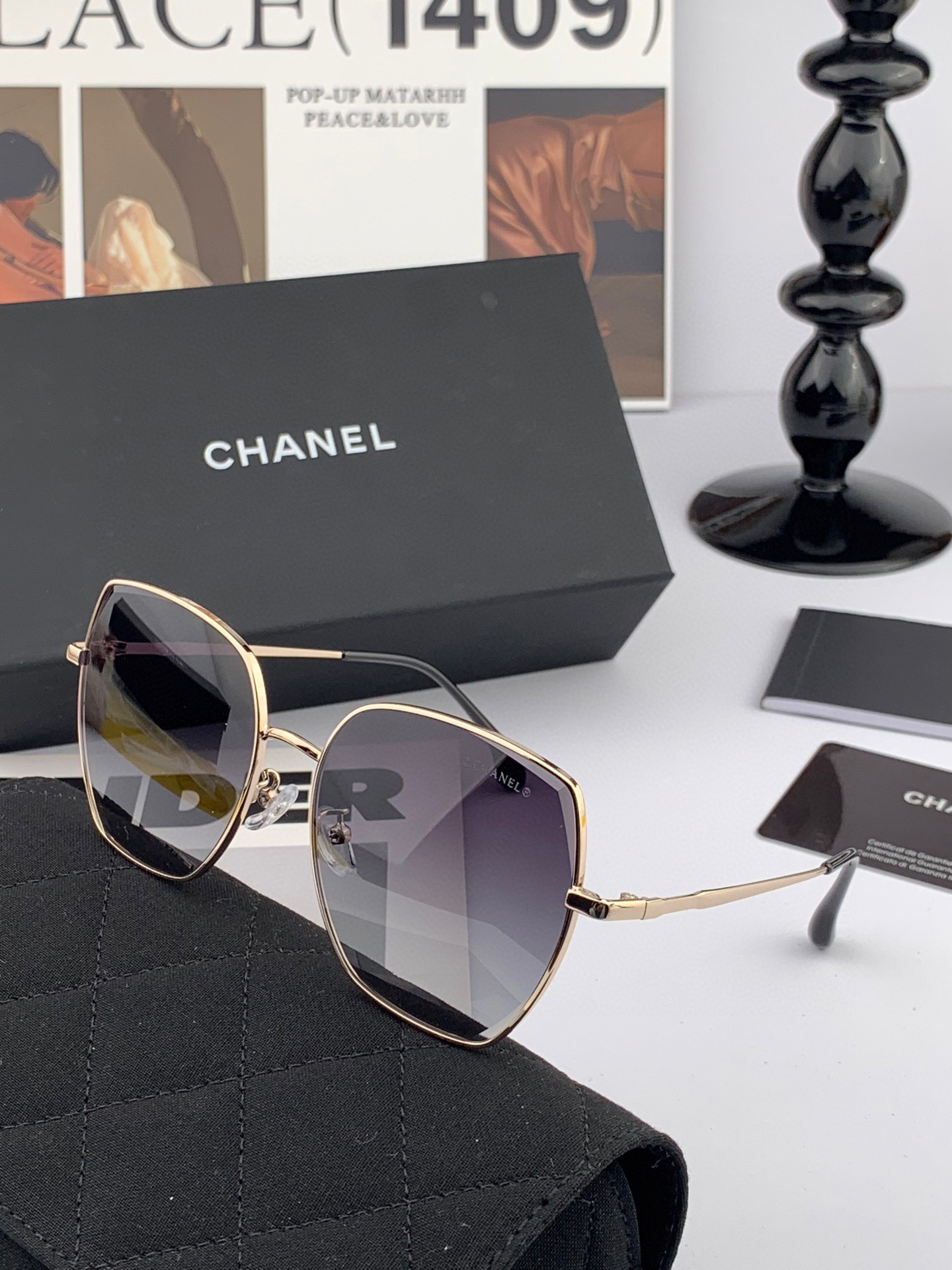 【CHANEL】香奈儿  新款尼龙偏光太眼镜，无框钻石 切边更有质感，大气女人范儿，大脸小脸都好看 ！型