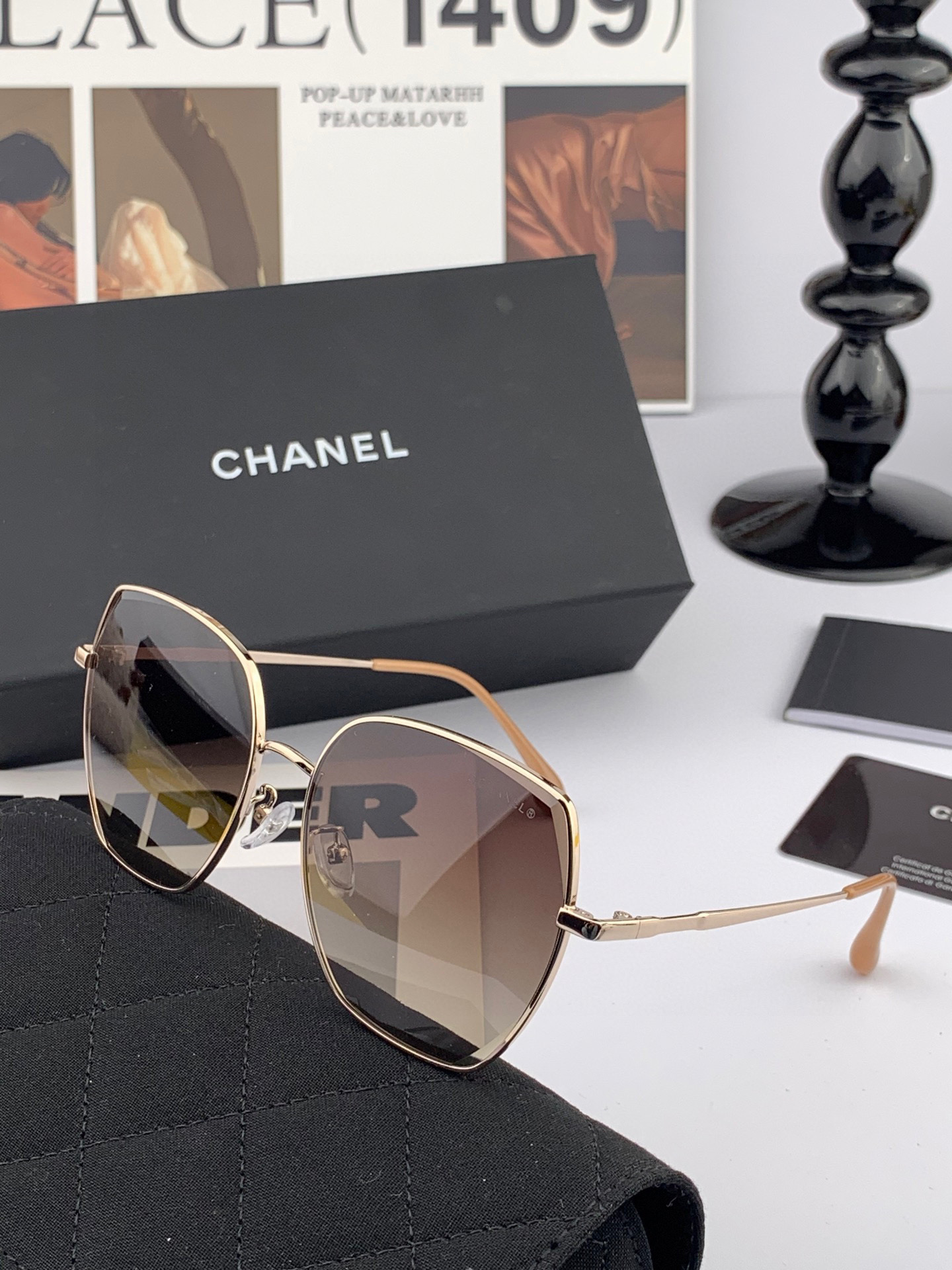 【CHANEL】香奈儿  新款尼龙偏光太眼镜，无框钻石 切边更有质感，大气女人范儿，大脸小脸都好看 ！型
