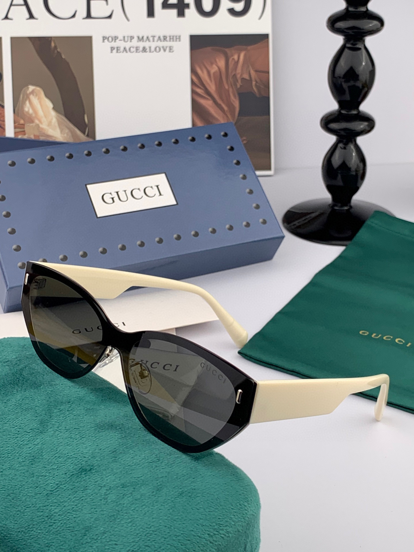   GUCCI  新款连体尼龙偏光太眼镜，情侣款时尚方框太阳镜佩戴舒适网红潮流款墨镜，大气女人范儿，大脸