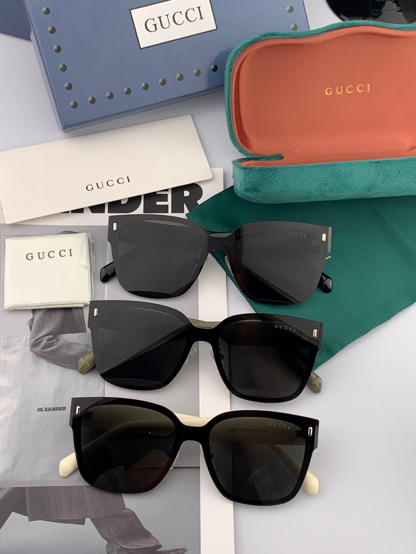   GUCCI  新款连体尼龙偏光太眼镜，情侣款时尚方框太阳镜佩戴舒适网红潮流款墨镜，大气女人范儿，大脸