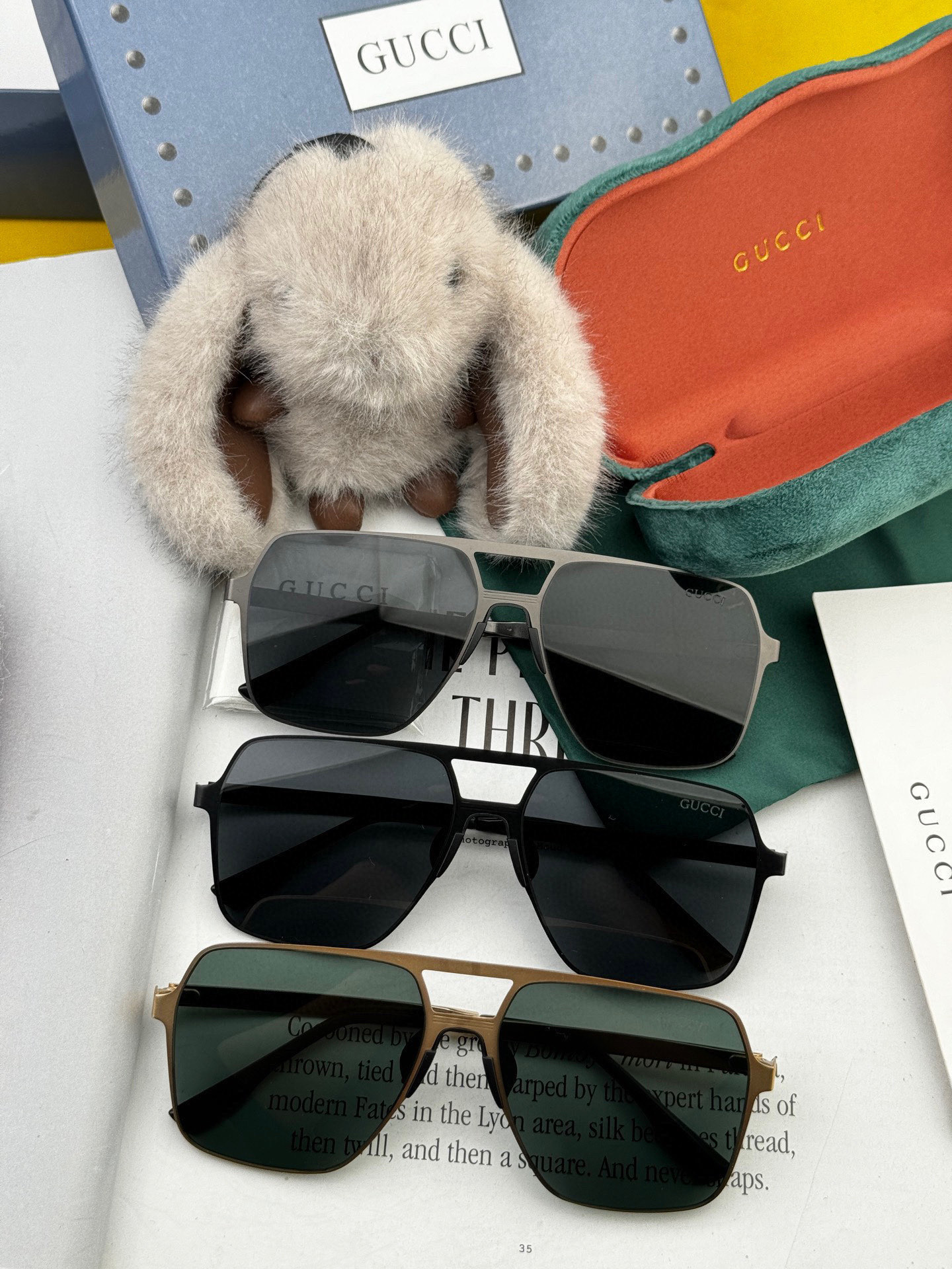         GUCCI 男款炫彩飞行员偏光太阳镜 ❤️材质：高清尼龙加厚卡槽高清偏光镜片 🌹无边框镜