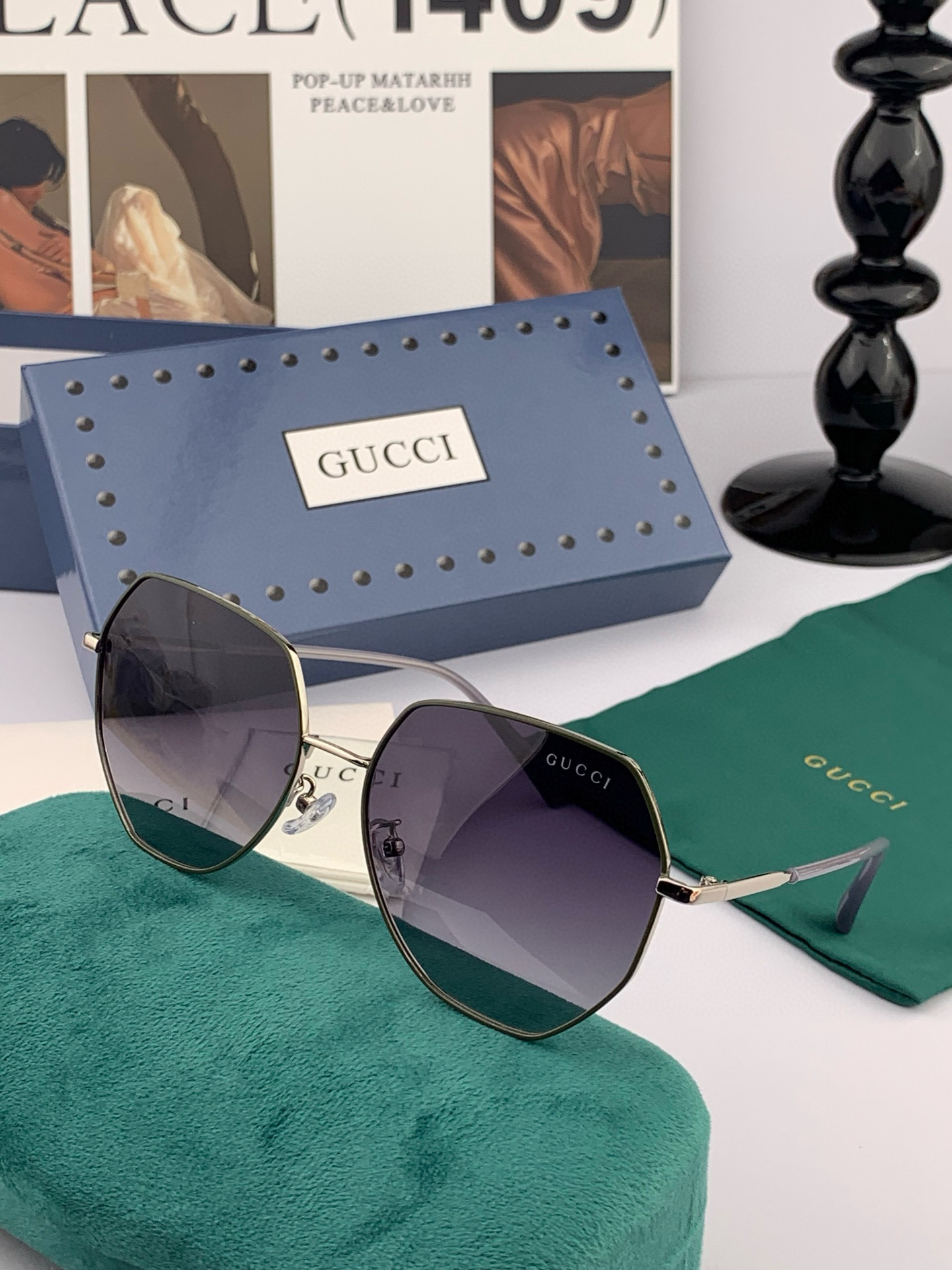  🔺 【GUCCI-偏光太阳镜】2025开春新款 潮流爆款 时尚圆框偏光太阳镜 高品质 佩戴舒适 网红潮