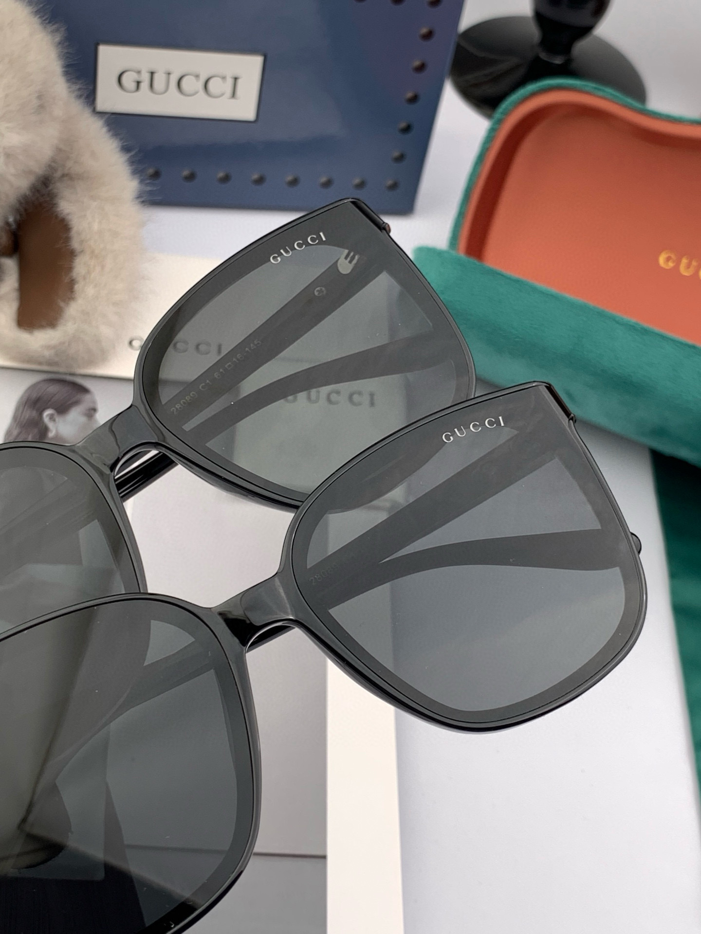 🔺 【GUCCI】2025开春新款 潮流爆款 时尚方框偏光太阳镜 高品质 佩戴舒适 网红潮款墨镜 女士高