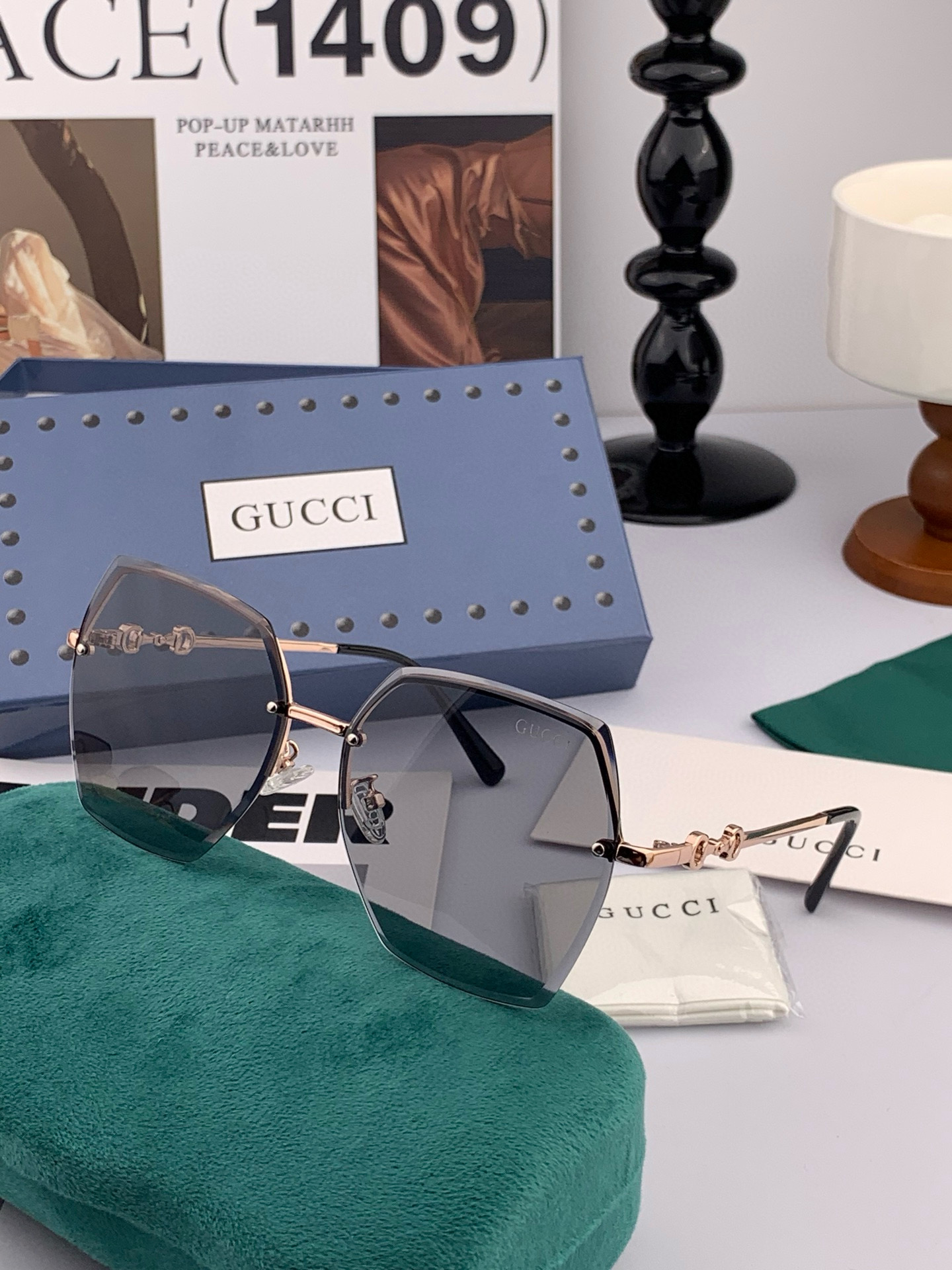  GUCCI-古驰意大利进口🇮🇹2025时尚潮流奢华装饰太阳眼镜 尼龙偏光高清太阳镜明星海报款 超高复杂