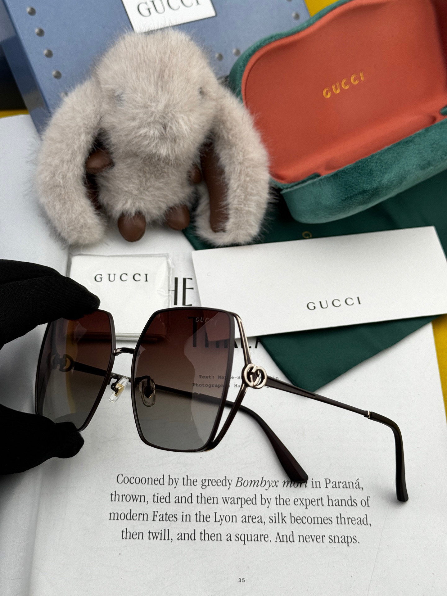  🔺 【GUCCI】2025开春新款 潮流爆款 时尚方框偏光太阳镜 高品质 佩戴舒适 网红潮款墨镜 女士