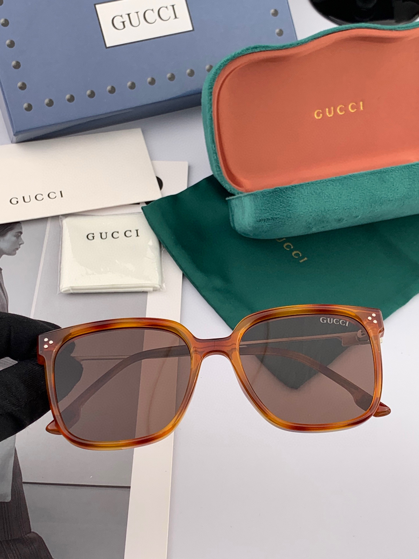 🔺 【GUCCI】2025开春新款 潮流爆款 时尚方框偏光太阳镜 高品质 佩戴舒适 网红潮款墨镜 女士高
