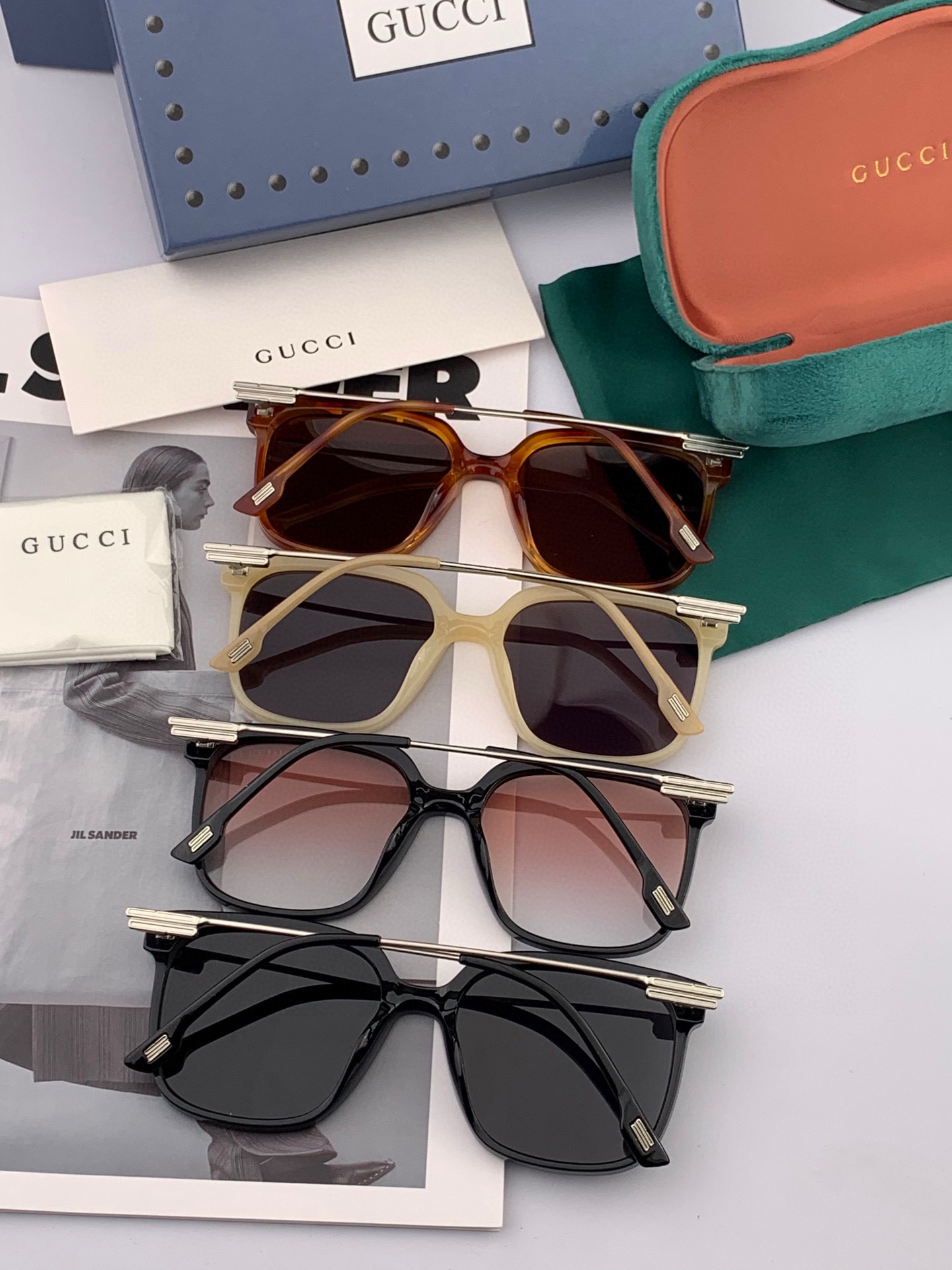 🔺 【GUCCI】2025开春新款 潮流爆款 时尚方框偏光太阳镜 高品质 佩戴舒适 网红潮款墨镜 女士高
