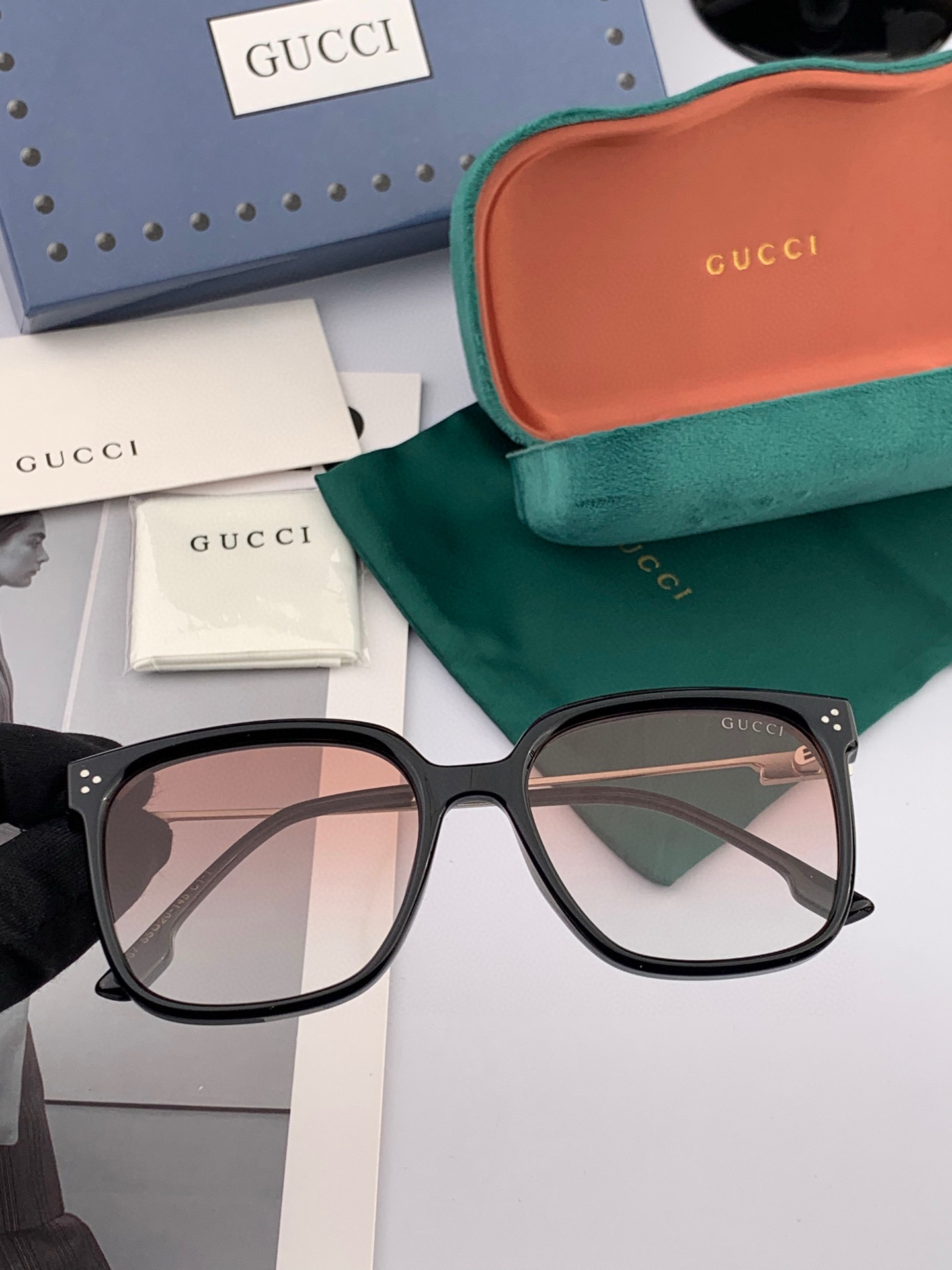 🔺 【GUCCI】2025开春新款 潮流爆款 时尚方框偏光太阳镜 高品质 佩戴舒适 网红潮款墨镜 女士高